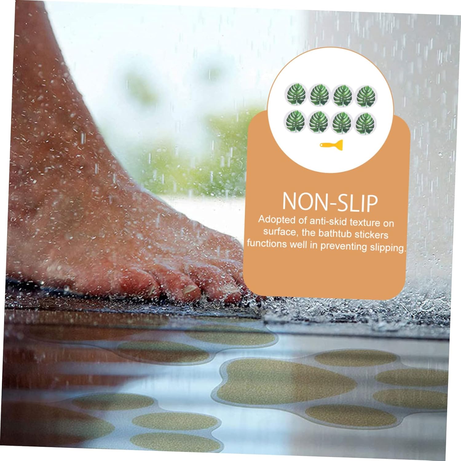 SWOOMEY 1 Set Leaf Anti Slip Bathtub Stickers
