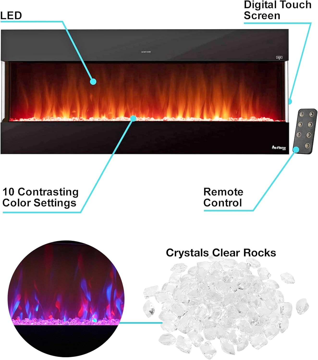 e-Flame USA Hampshire 50-inch Wall Mount LED Fireplace