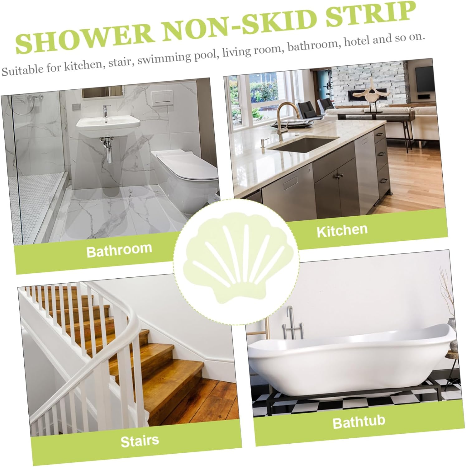 Unomor Anti-Slip Bath Stickers with Shell Design
