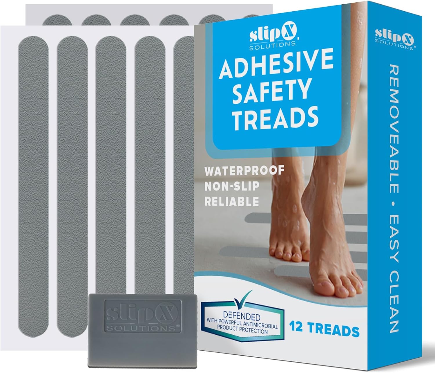 SlipX Solutions Adhesive Safety Treads - 12 Pack Gray 75 x 075