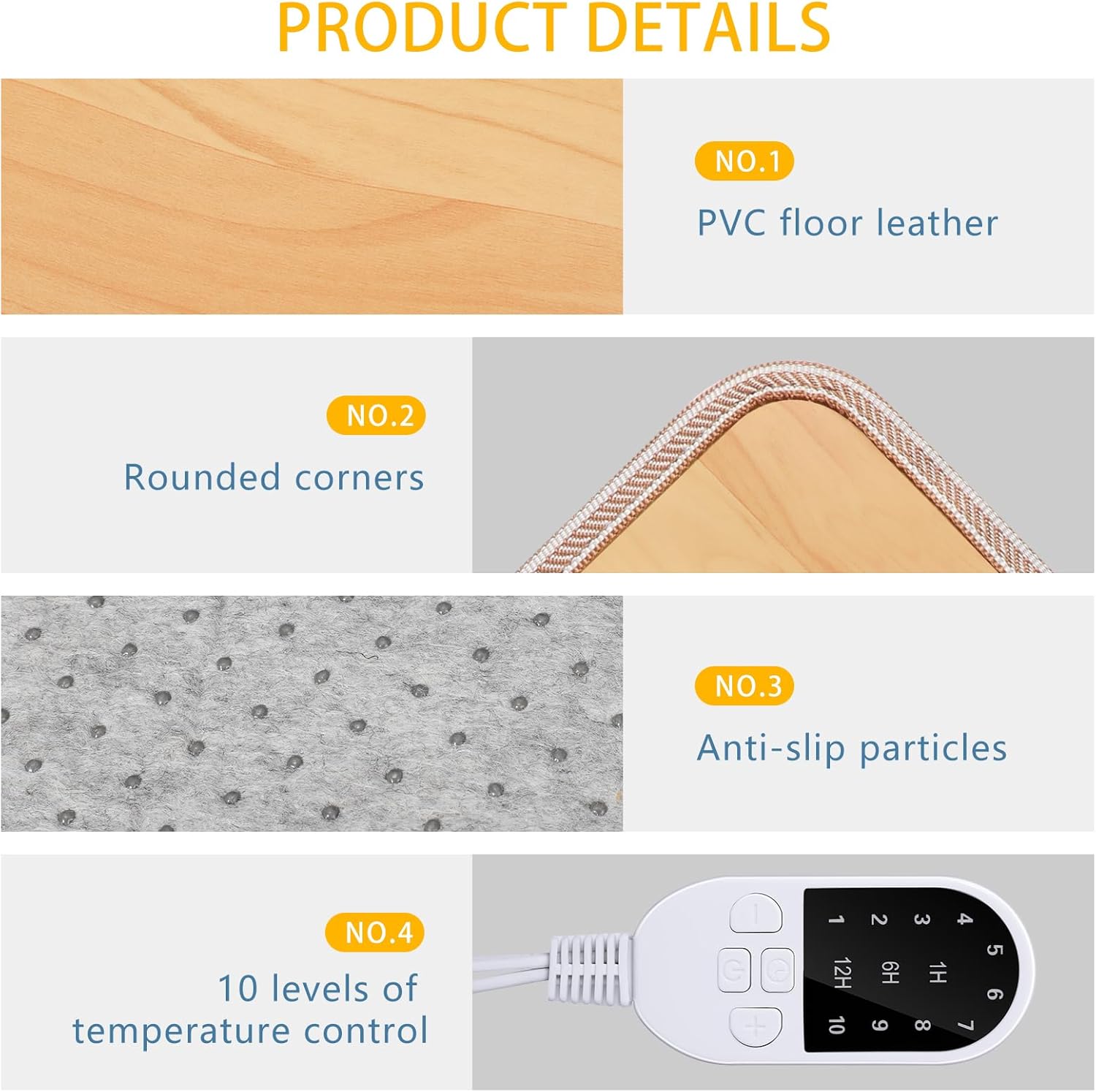VIHOSE Heated Floor Mat 110V Electric Foot Warmer