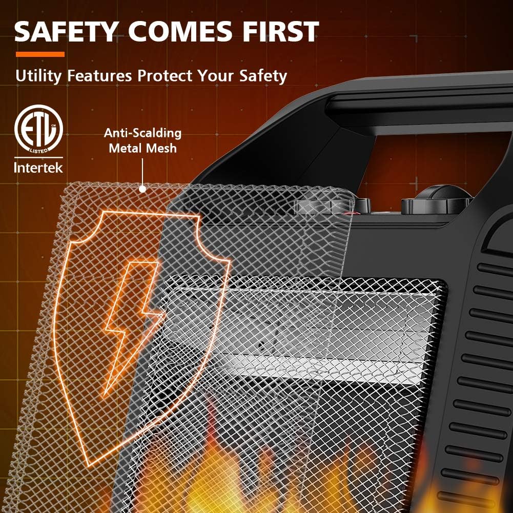 LifePlus 1500W Electric Space Heater with 3 Heat Modes and Fan