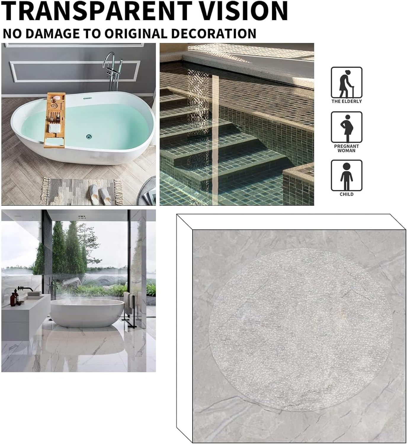 XURI 6pcs Non-Slip Bathtub Stickers for Safety