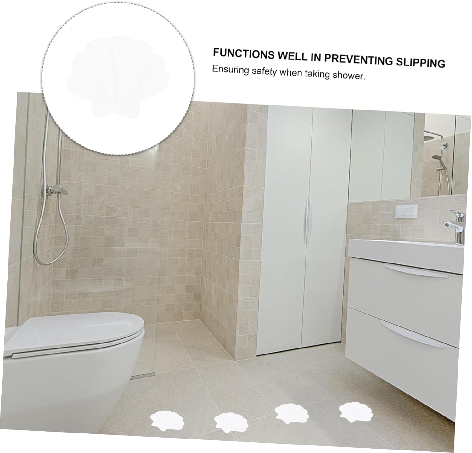 12PCS White Sea Shell Non-Slip Bathroom Decals