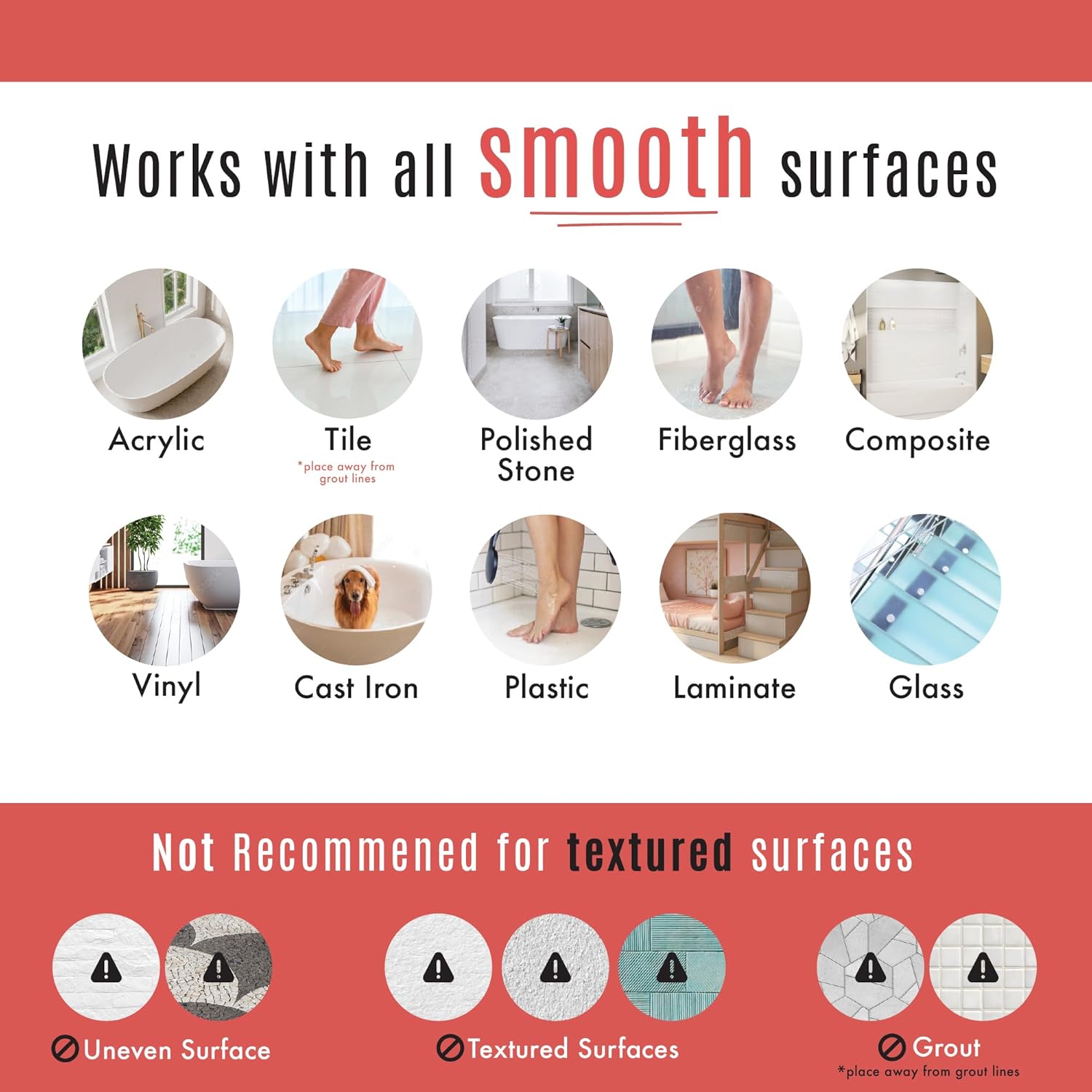 Quart Pint Non Slip Bathtub Stickers with Scraper