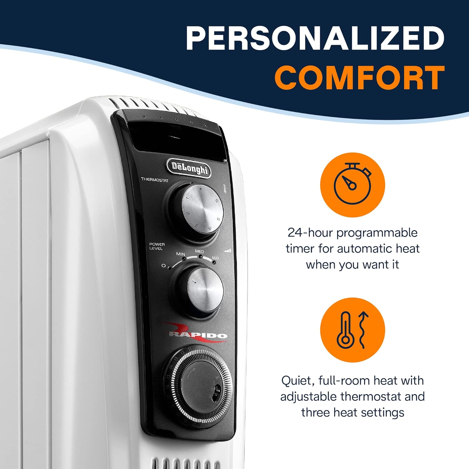 DeLonghi 1500W Portable Heater with Touch Controls