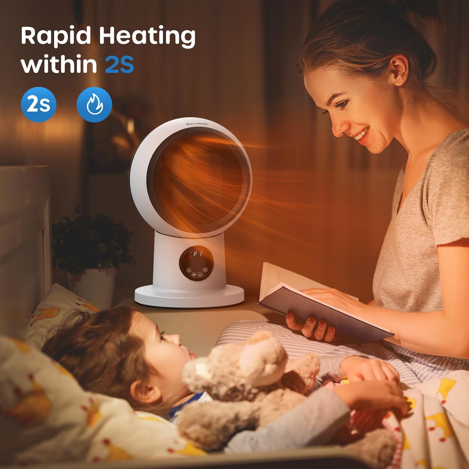 ECOWELL Space Heater Fan Combo with Remote