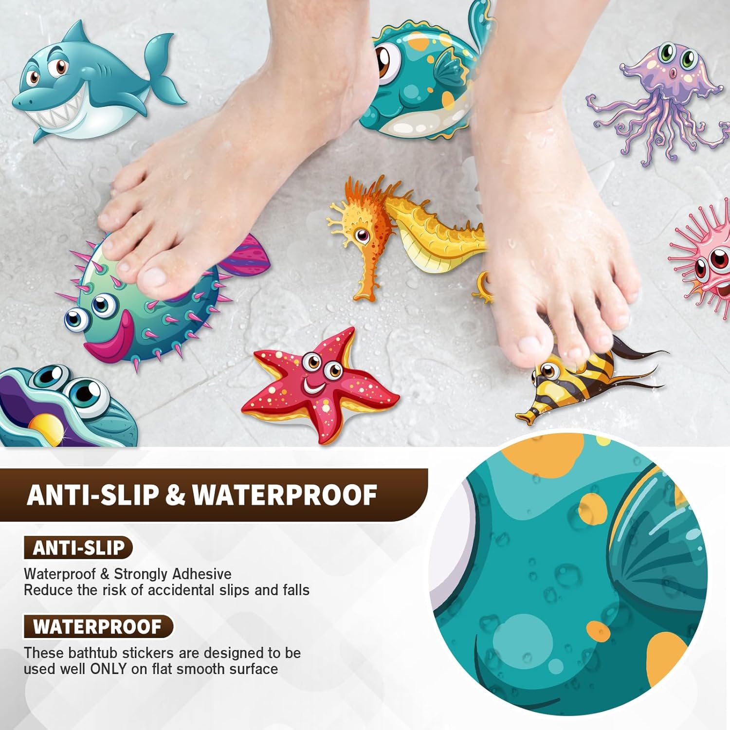 Nodirz Non-Slip Bathtub Stickers with Scraper