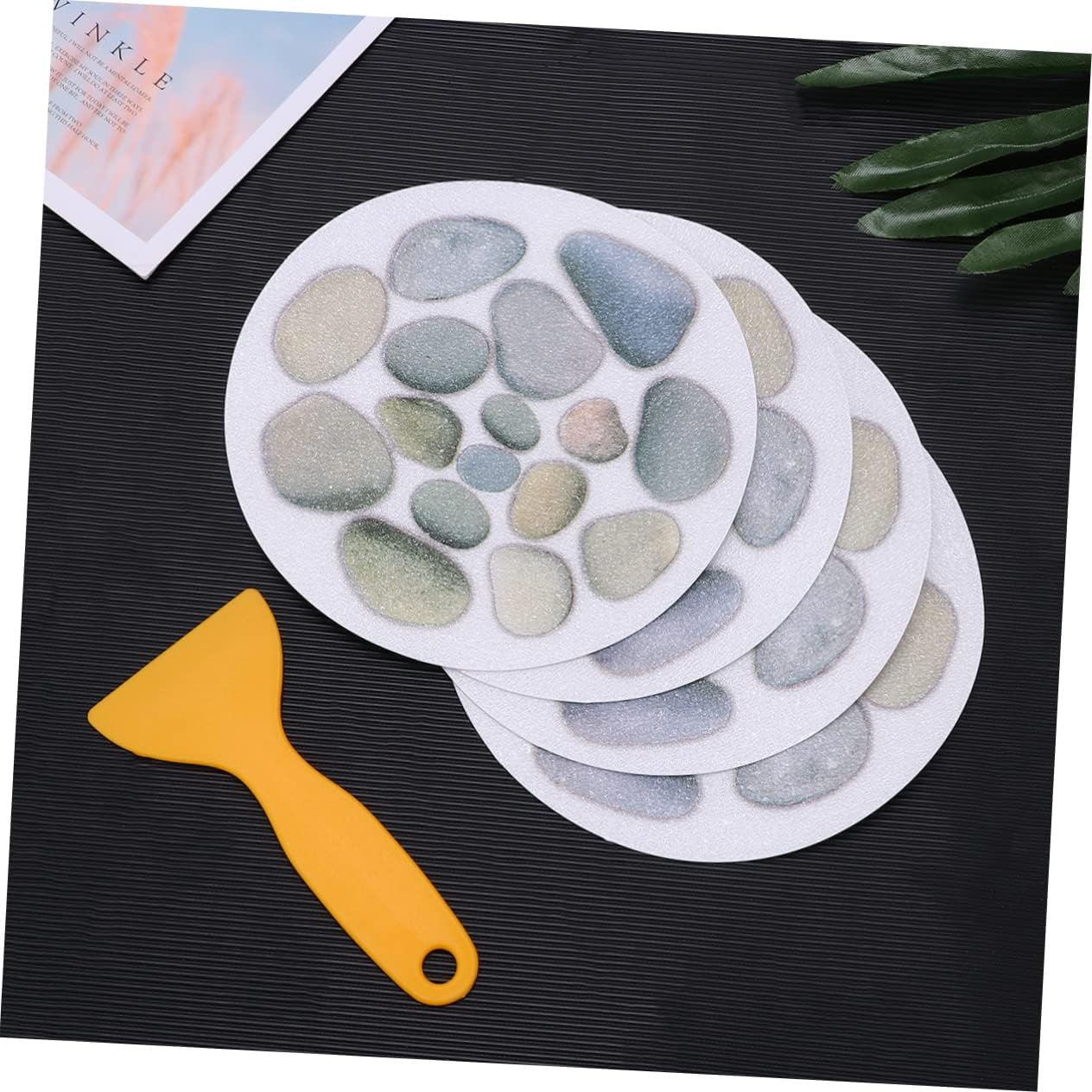 PRETYZOOM 4Pcs Bathroom Non-Slip Stickers with Scraper