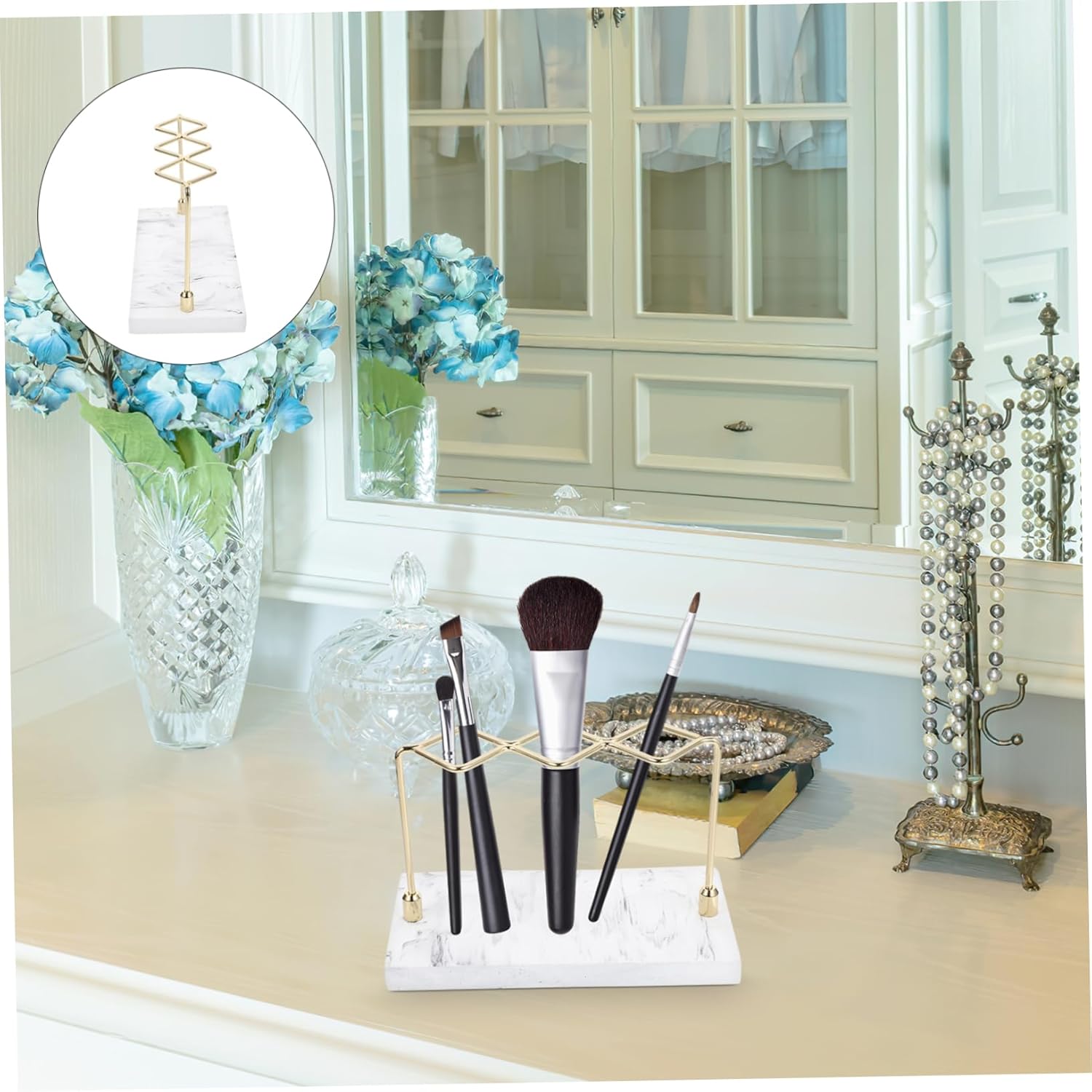 Marble Pattern Toothbrush Holder Stand for Home Bathroom Storage Organizer