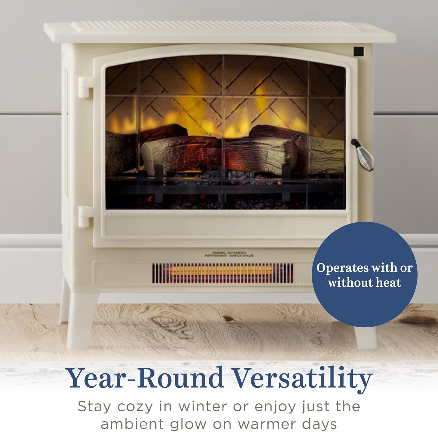Country Living Infrared Electric Fireplace in Cream