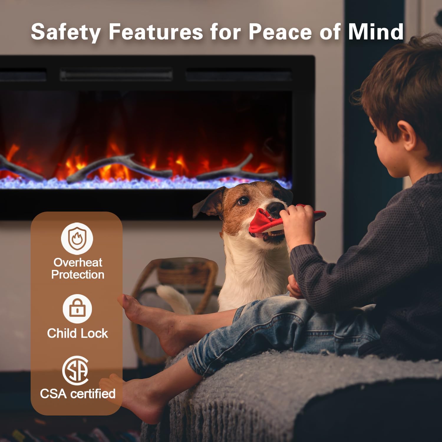 Cheerway 42 Smart WiFi Electric Fireplace with Timer and App Control