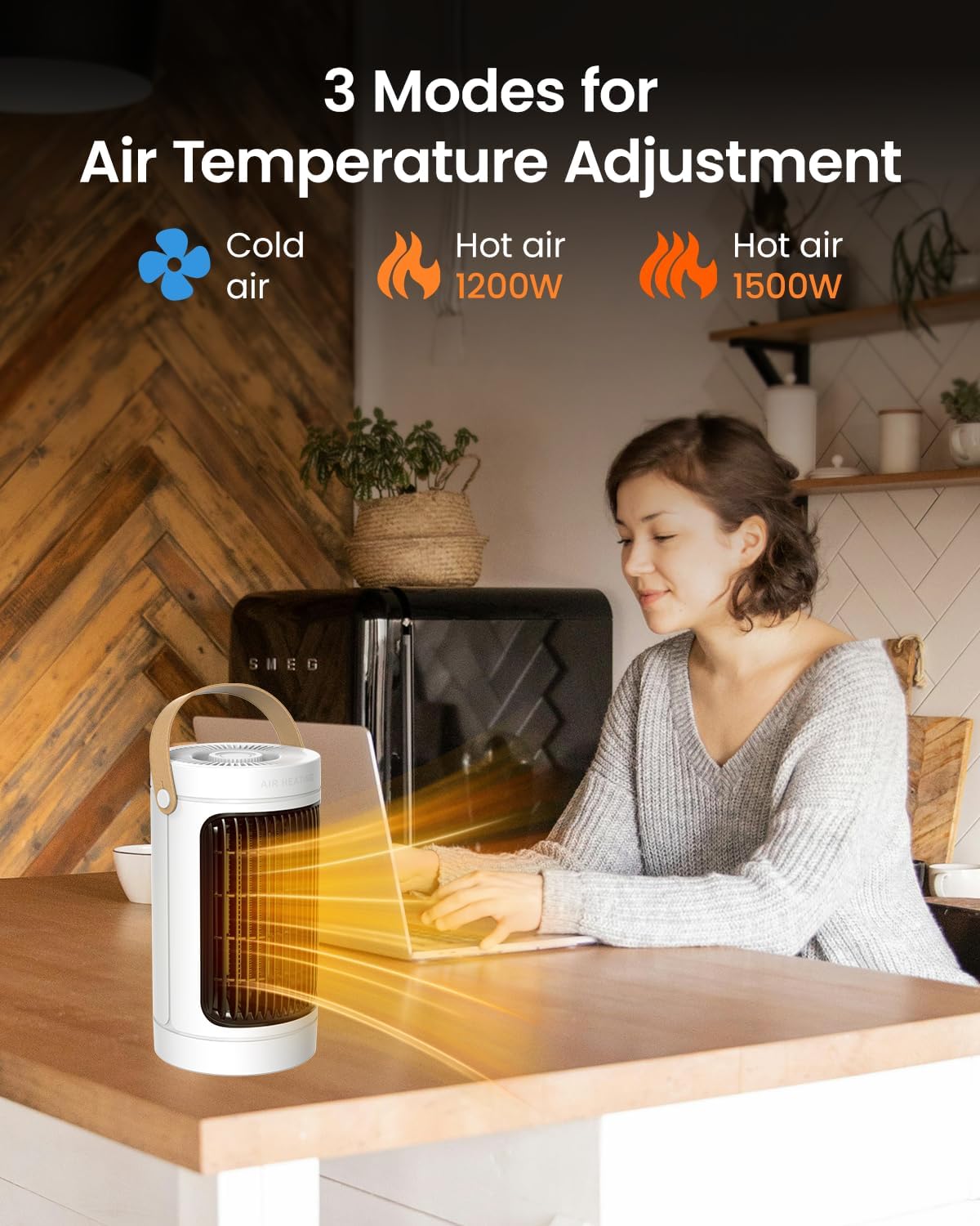 ADTARK 1500W Fast Electric Space Heater with Thermostat and 3 Modes