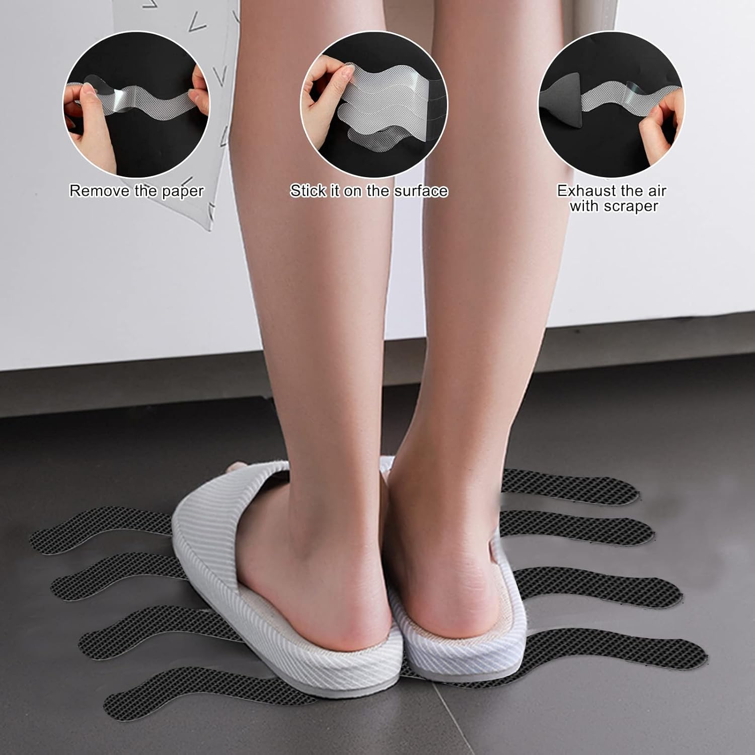 Ding Xi Bathroom Tub Non-Slip Stickers 24 Pack with Silicone Scraper