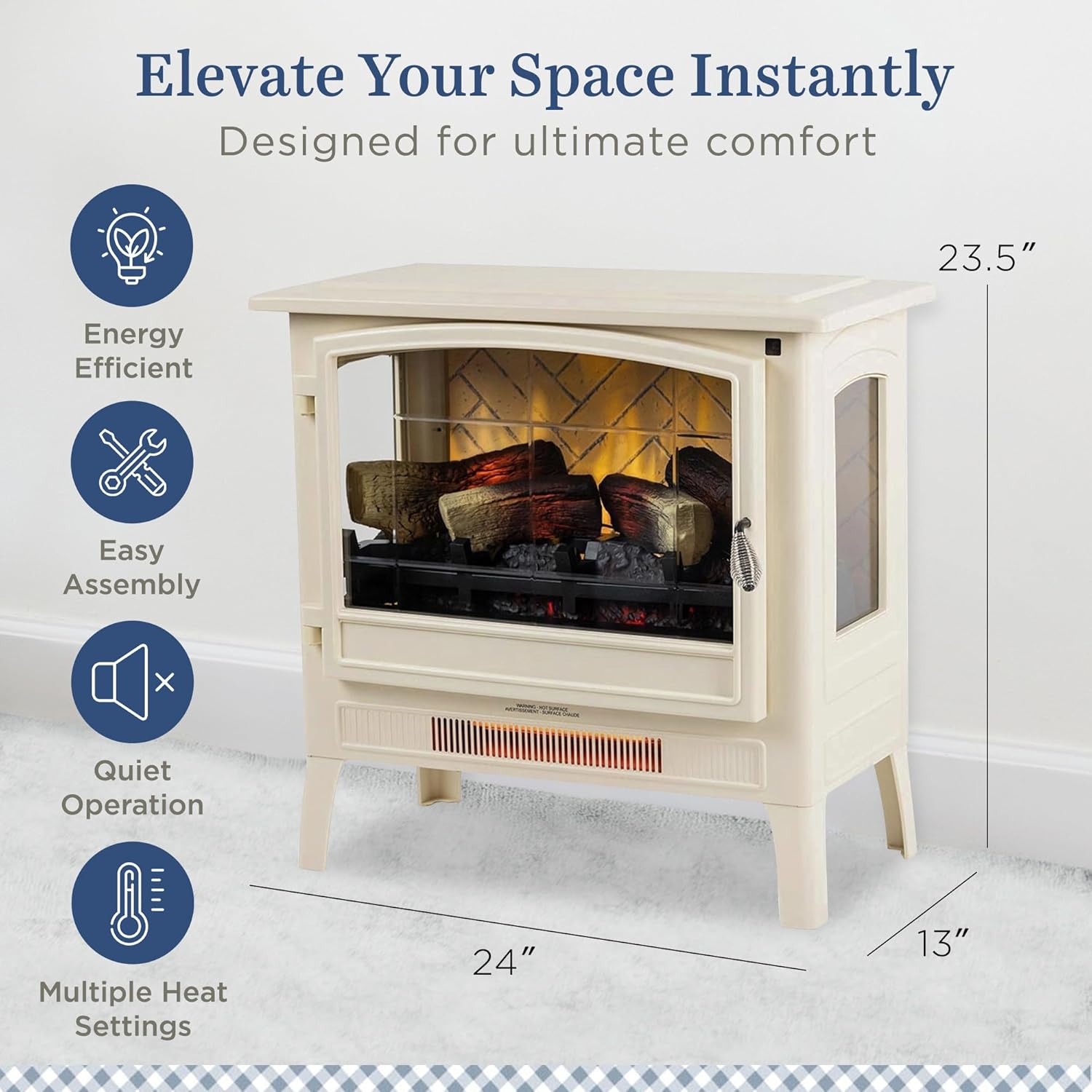 Country Living Infrared Electric Fireplace in Cream