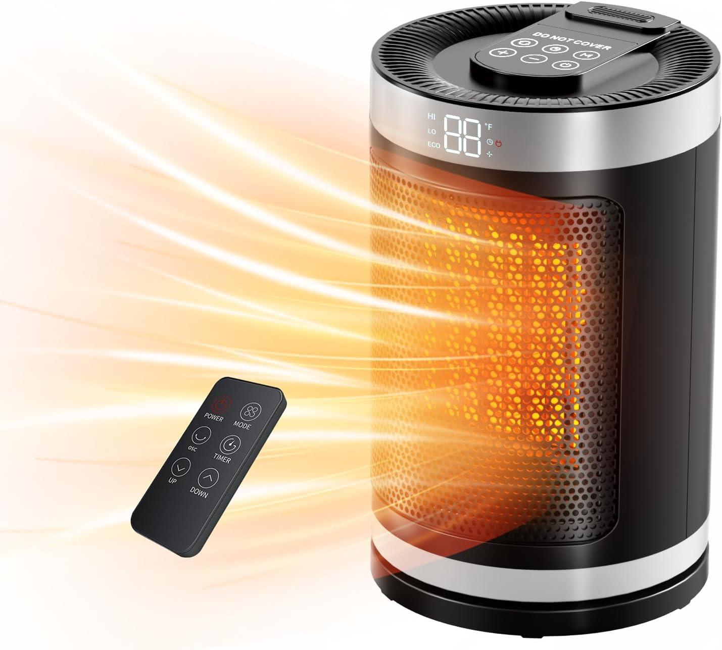 Feculs Official 1500W PTC Ceramic Space Heater with Timer and ECO Mode