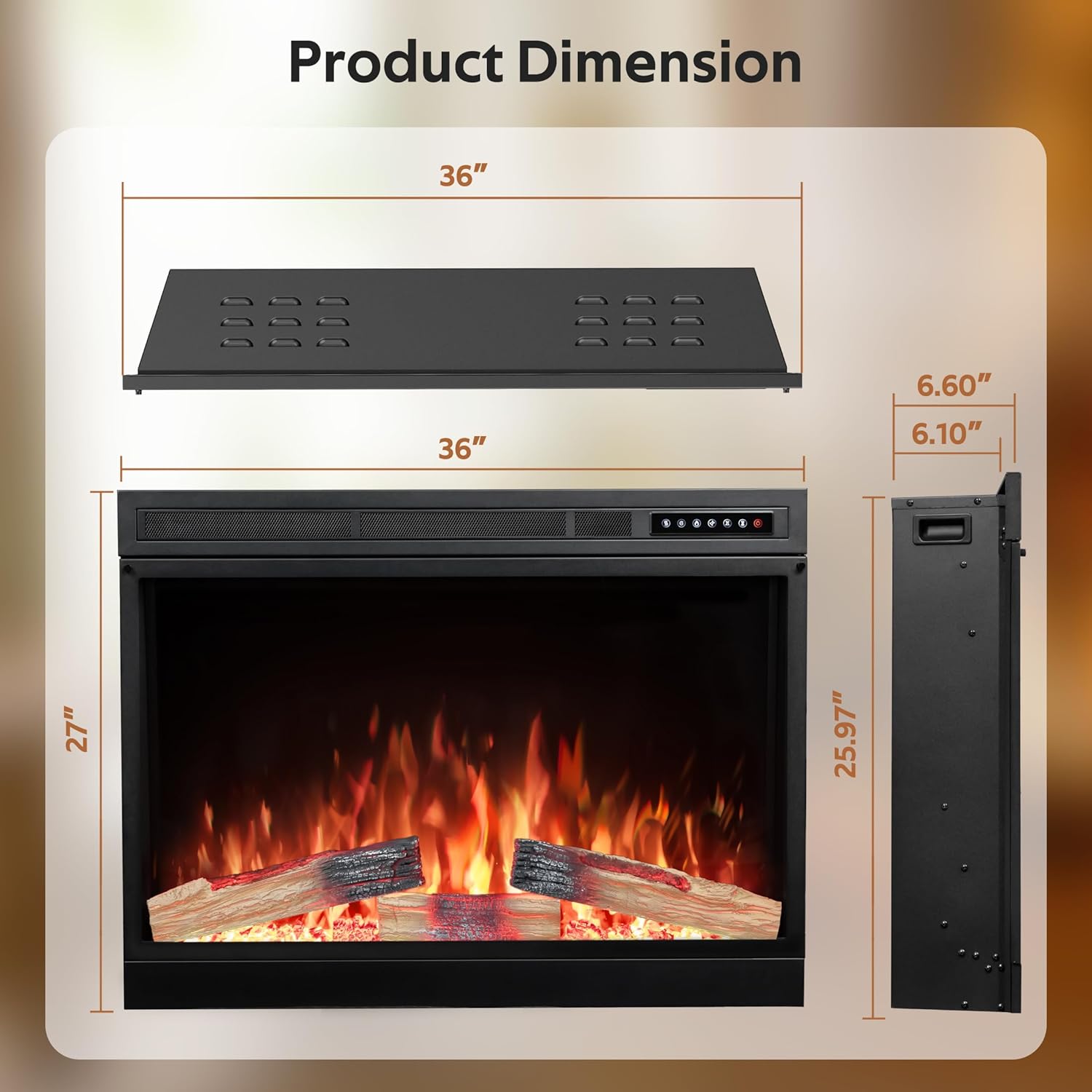 Xbeauty 36 Inch Electric Fireplace Insert with Remote Control 1