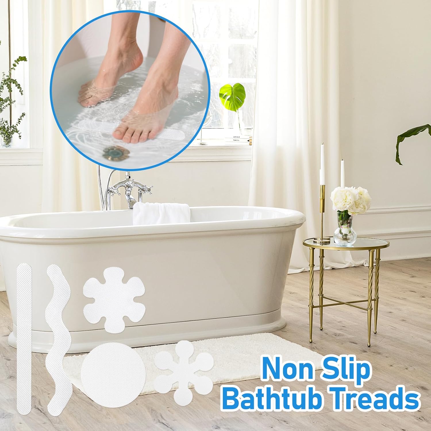 RETON 54 PCS Anti-Slip Shower Mat Stickers