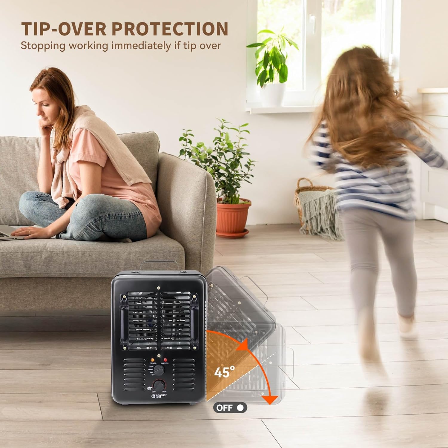 Milkhouse Space Heater with Thermostat and 3 Heat Settings