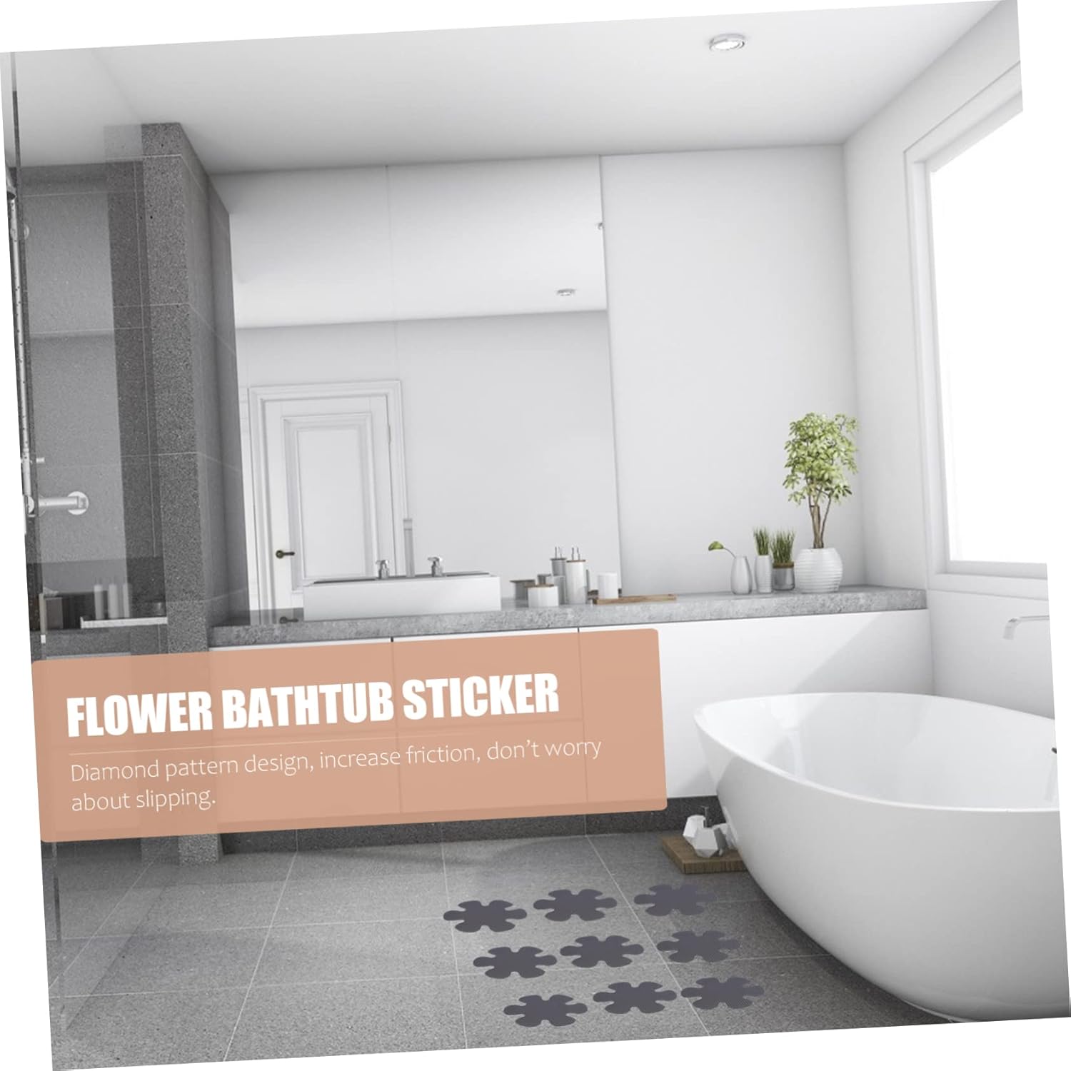 Happyyami 20pcs Flower Shaped Non-Slip Bath Tub Stickers