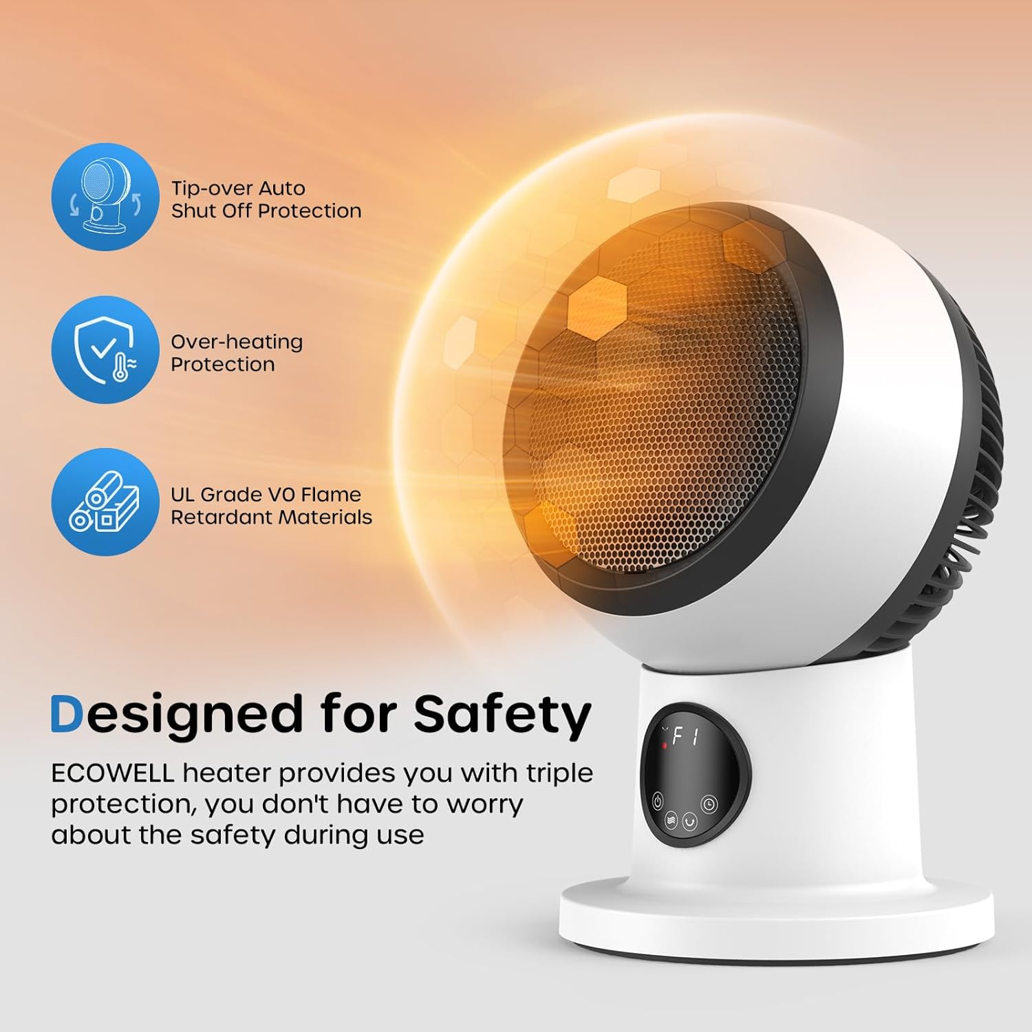 ECOWELL Space Heater Fan Combo with Remote
