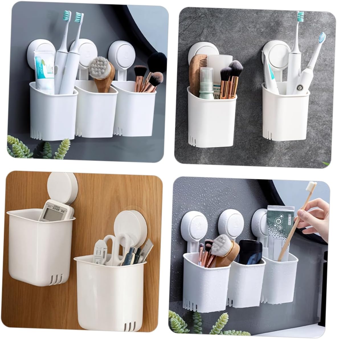 Cabilock Suction Cup Toothbrush Holder Wall Mount No Drilling