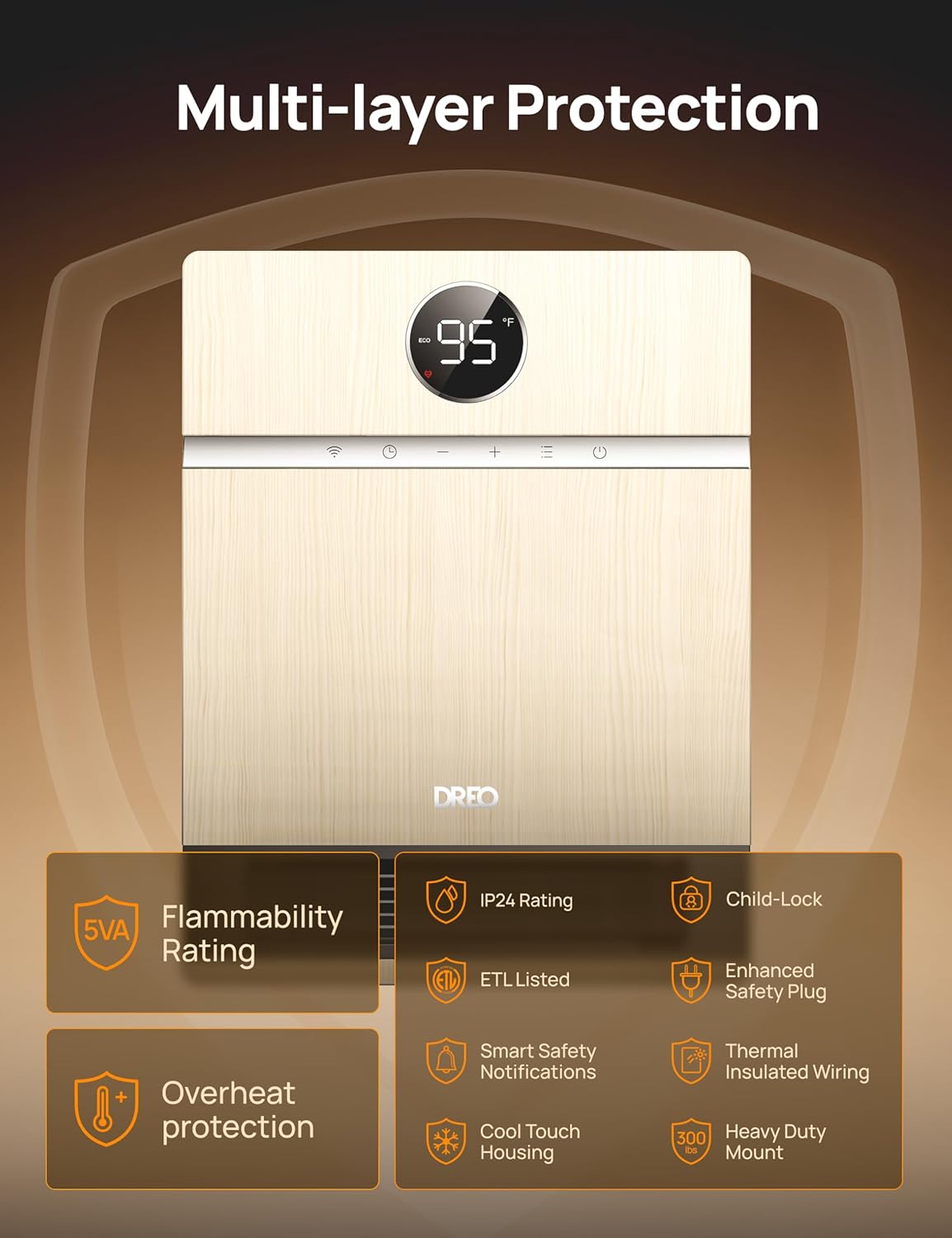 Dreo Smart Wall Heater - PTC 30 Oscillation Alexa Compatible