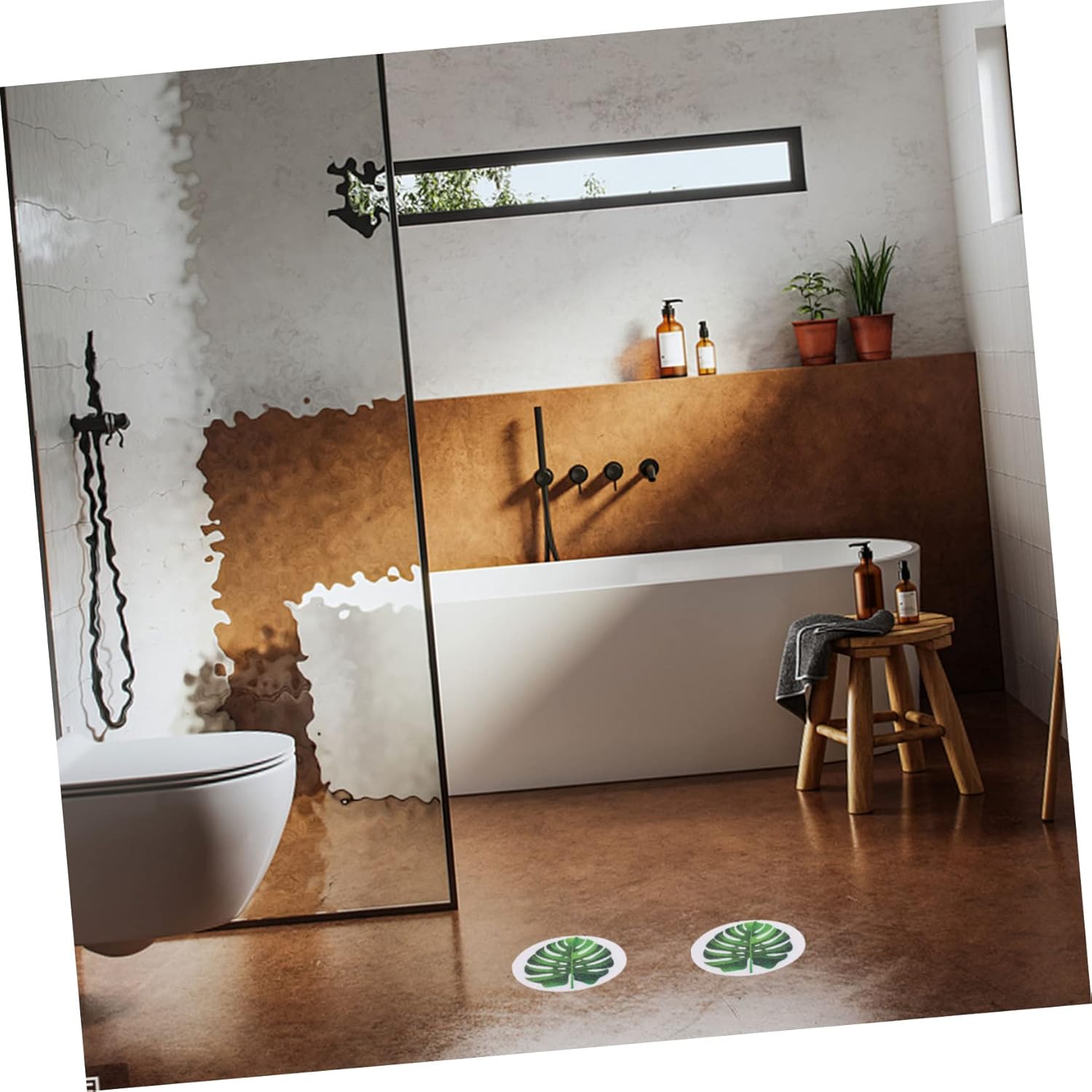 Healifty Non-Slip Bathtub Leaf Decals 1Set