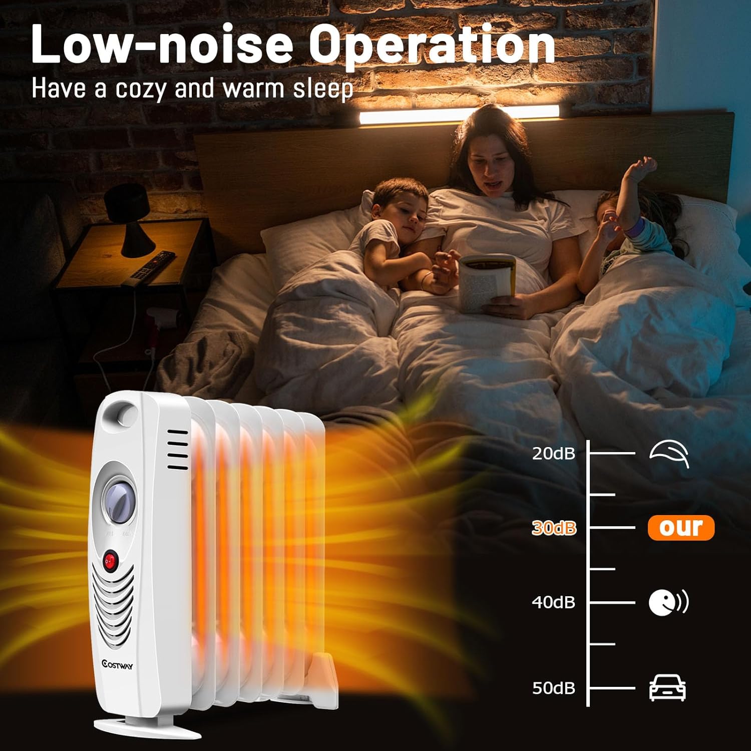 COSTWAY 700W Oil Filled Radiator Heater with Adjustable Thermostat