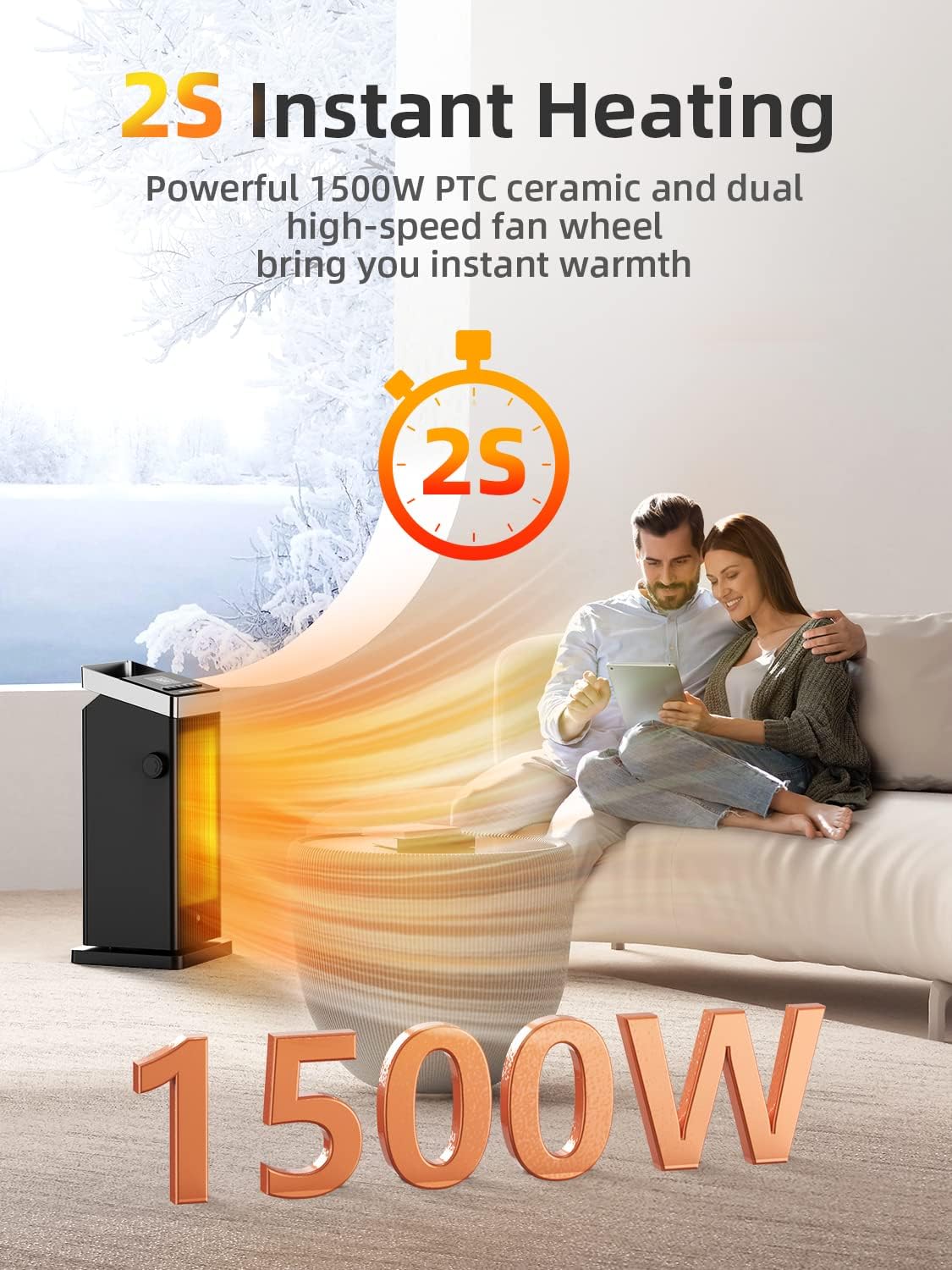 BREEZOME 1500W Fast Heating Space Heater with Remote Control 1