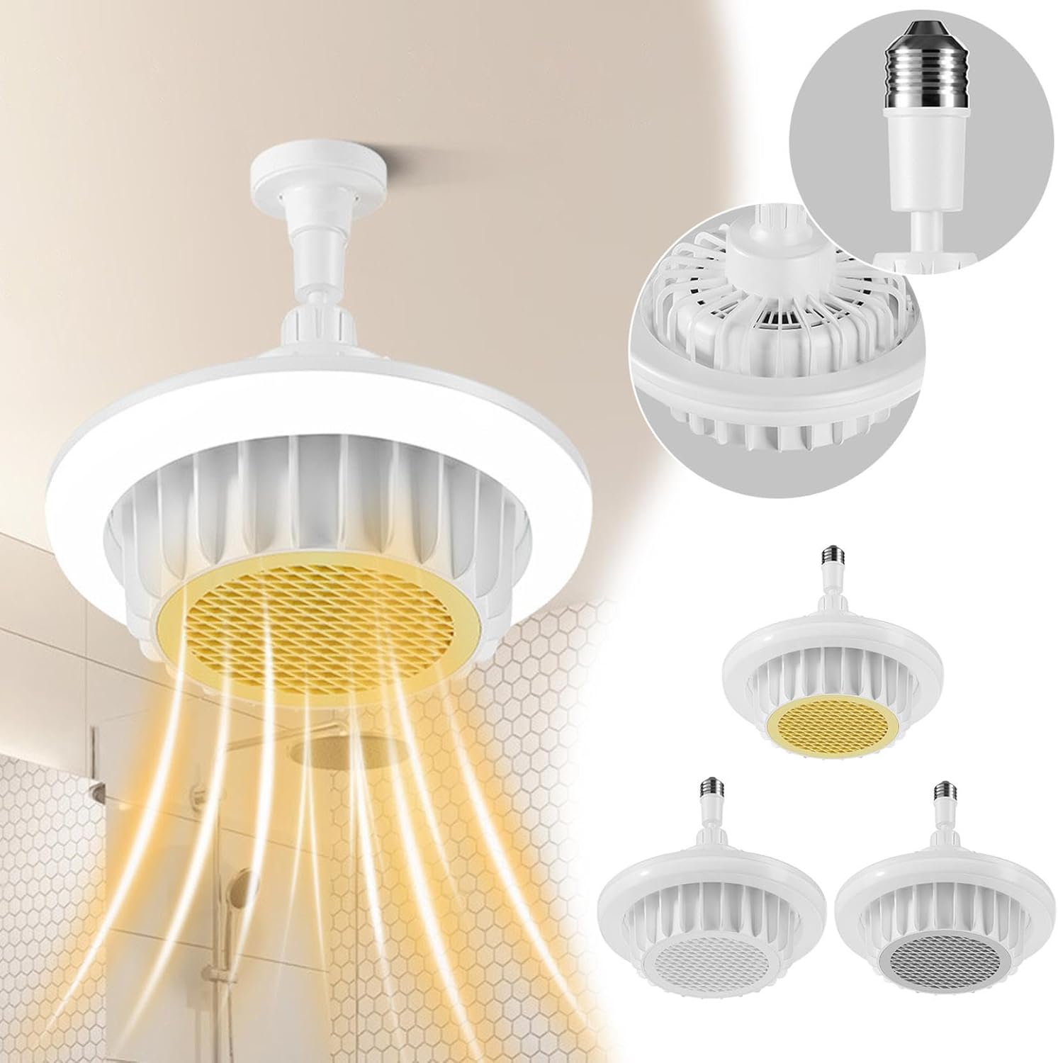 Ceiling Heater Fan Light with Remote Control 600W White 220V Bathroom Heater