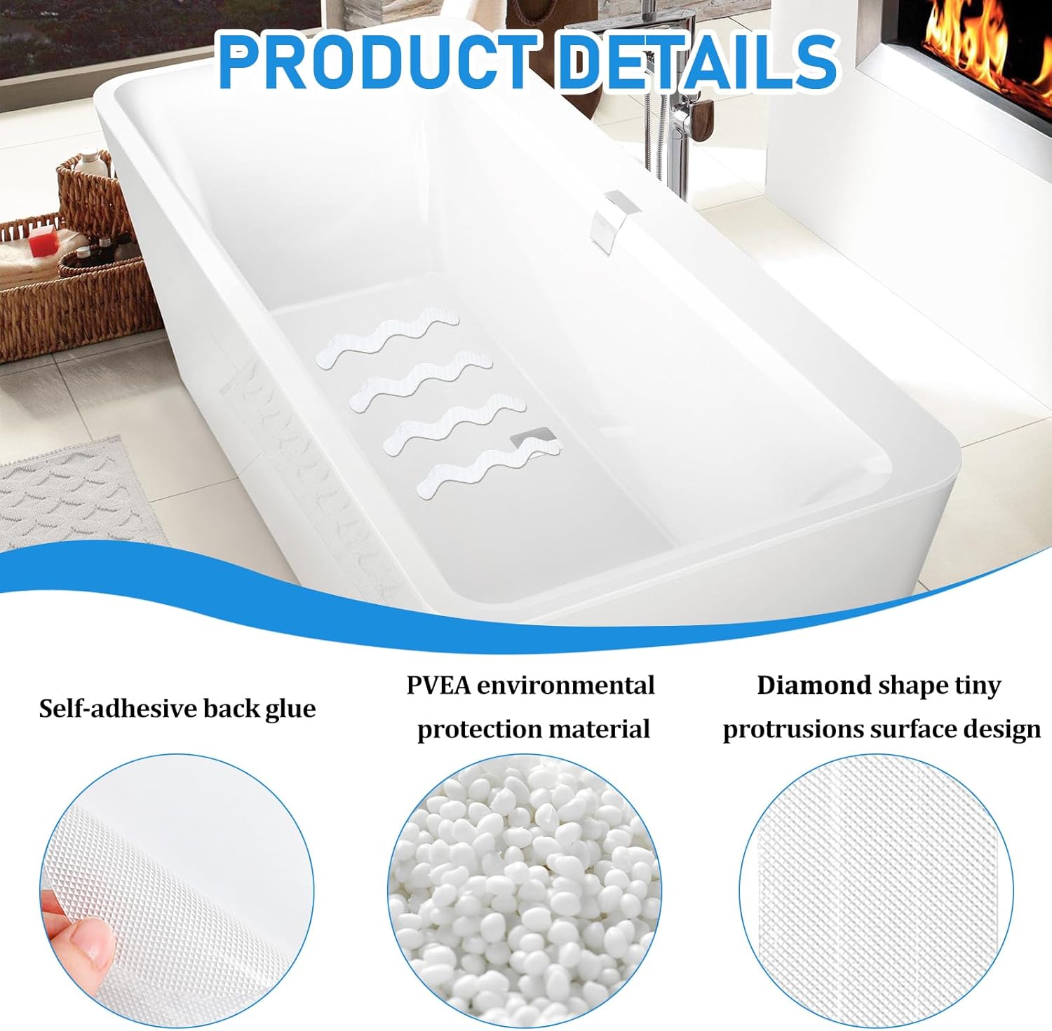 RETON 54 PCS Anti-Slip Shower Mat Stickers
