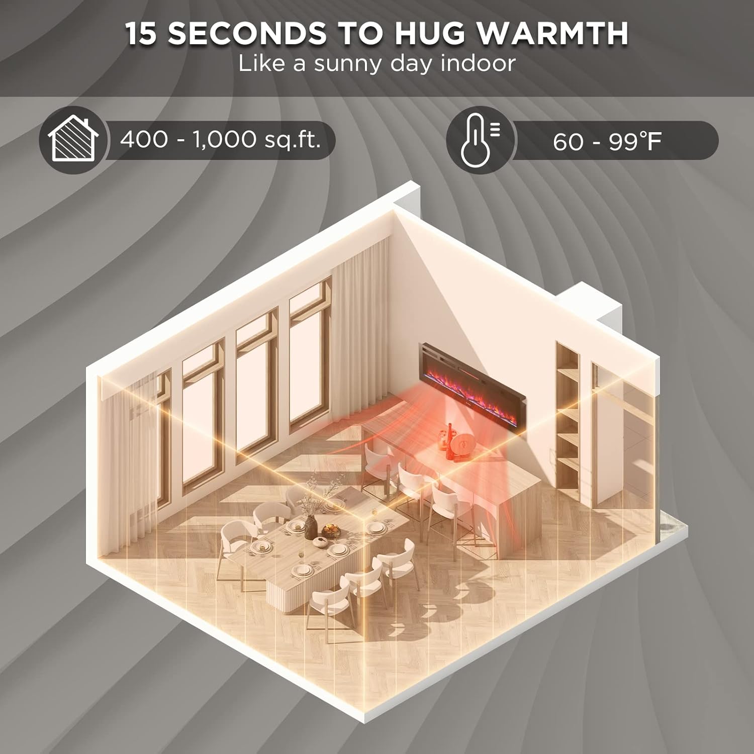 TURBRO 60 Smart WiFi Fireplace with Sound and Flames