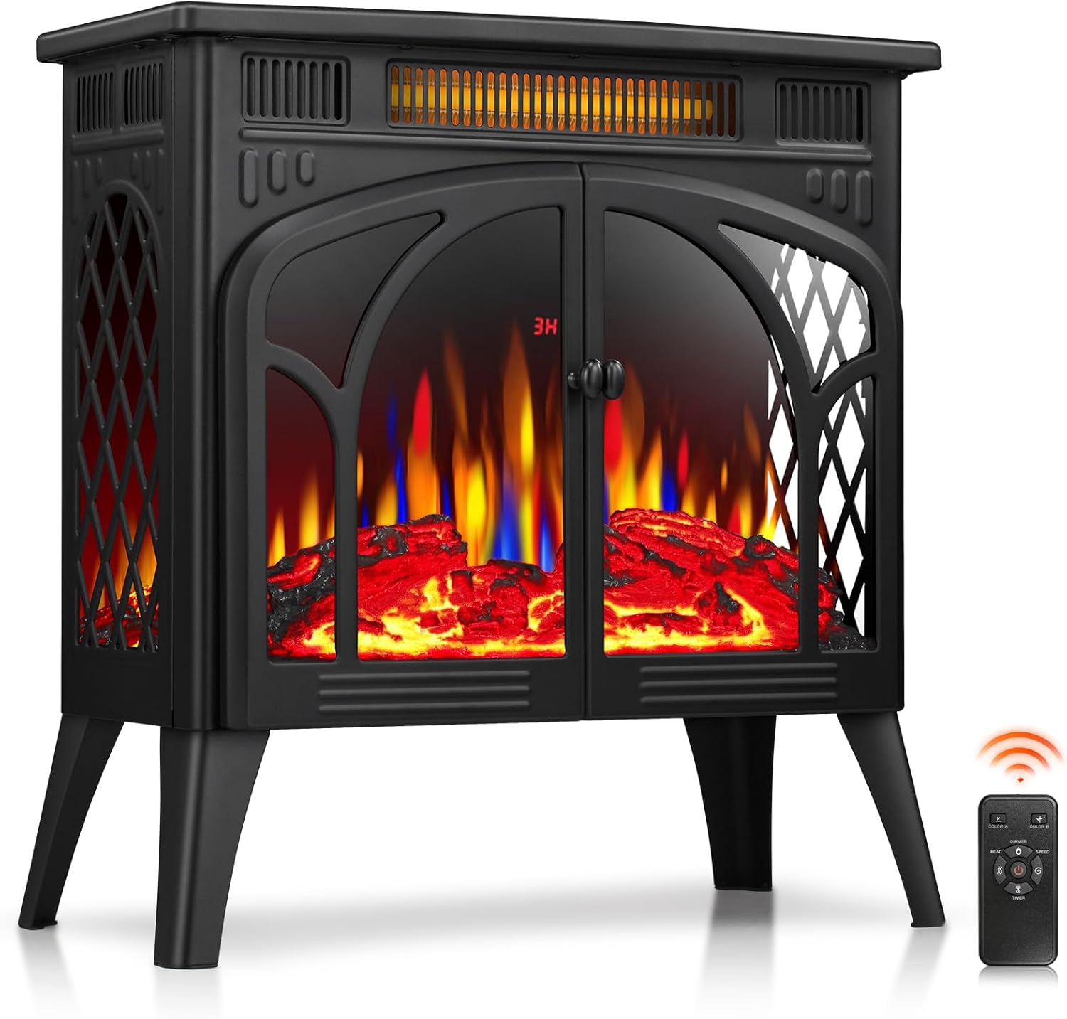 ZAFRO 24-inch Electric Fireplace Heater with Remote Control and Timer