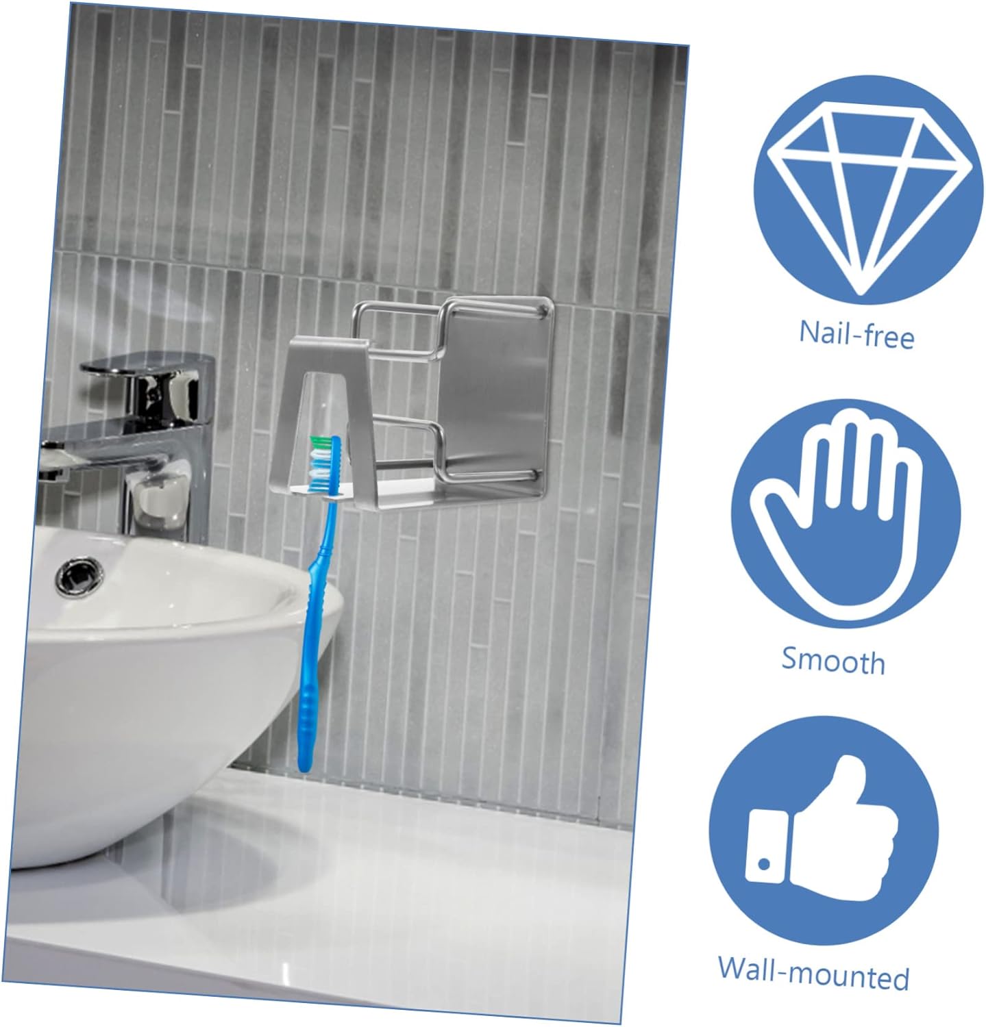 PRETYZOOM Wall Toothbrush Holder Stainless Steel Easy Install 1