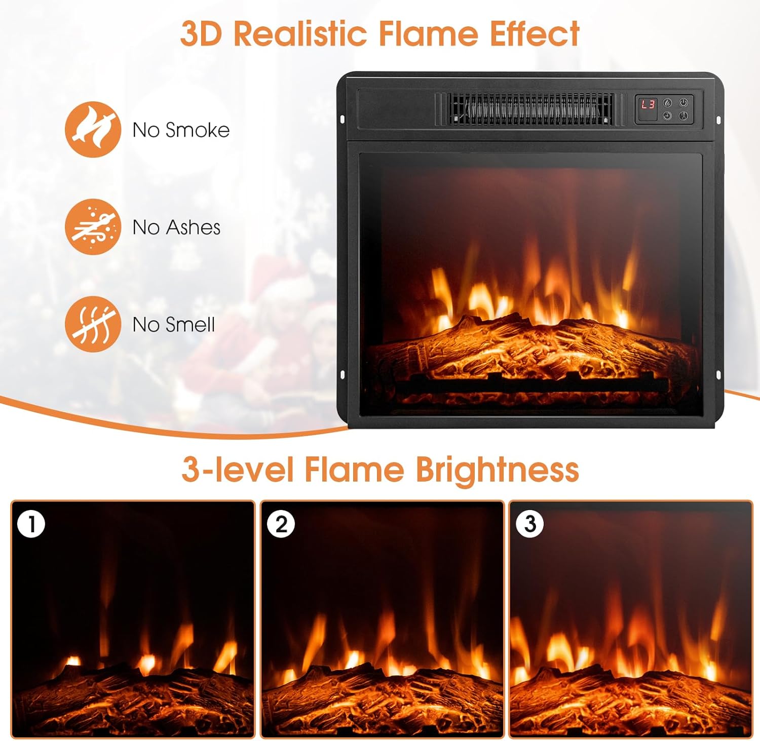 ORALNER 32 Electric Fireplace with Mantel and Heat