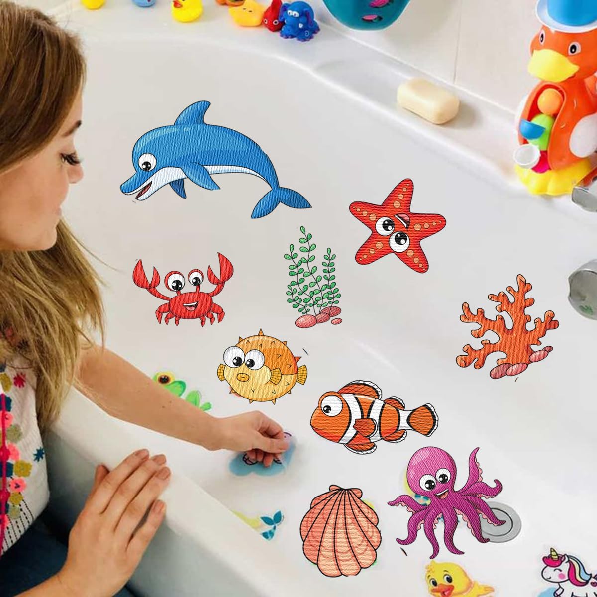 Non-Slip Bathtub Stickers with Ocean Design for Kids