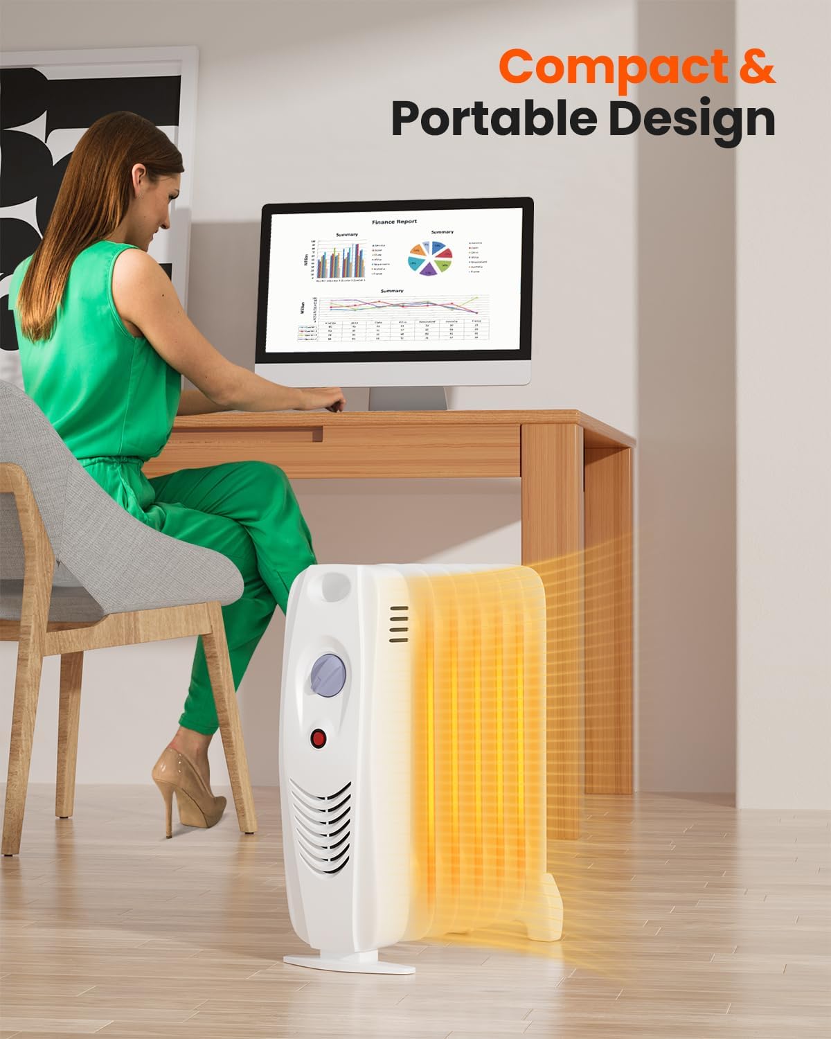 S AFSTAR 700W Oil Filled Radiator Heater with Thermostat