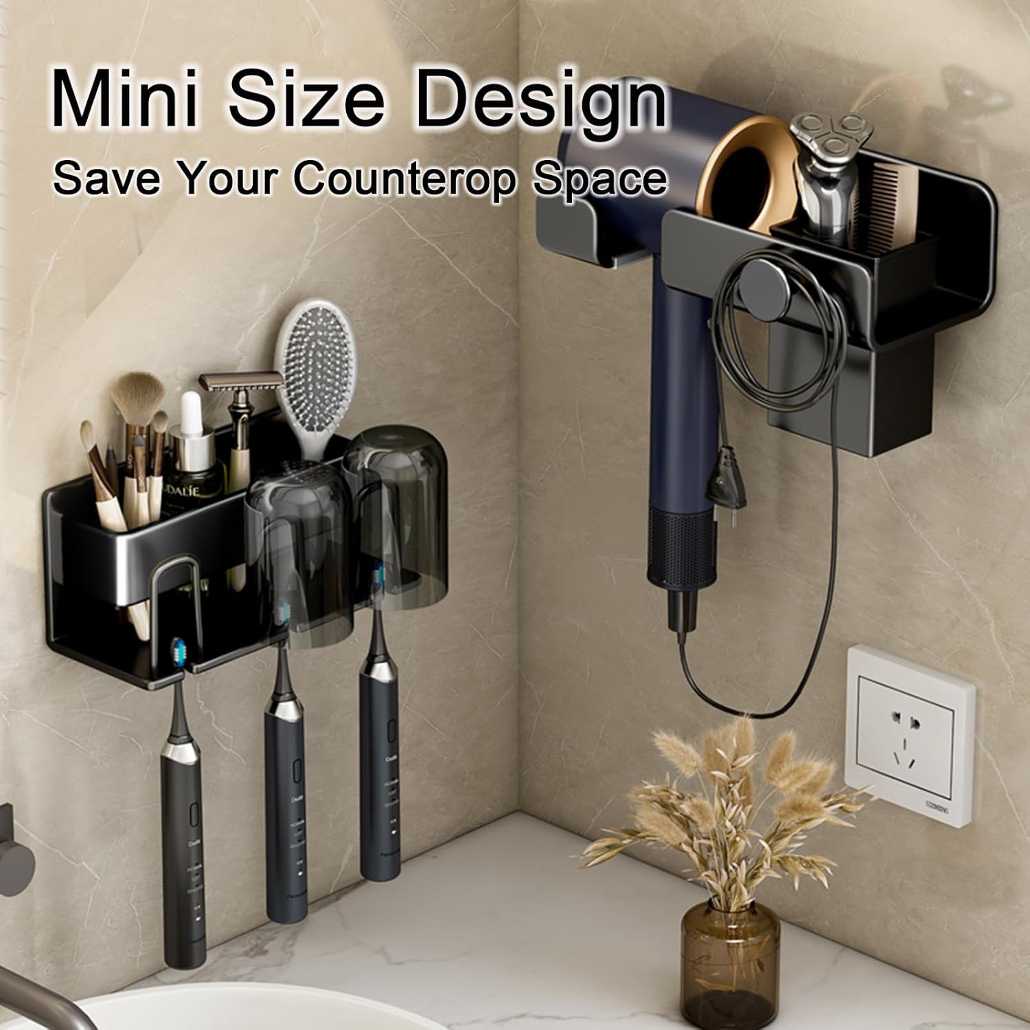 AUSAULAC Toothbrush Holder Wall Mounted Black