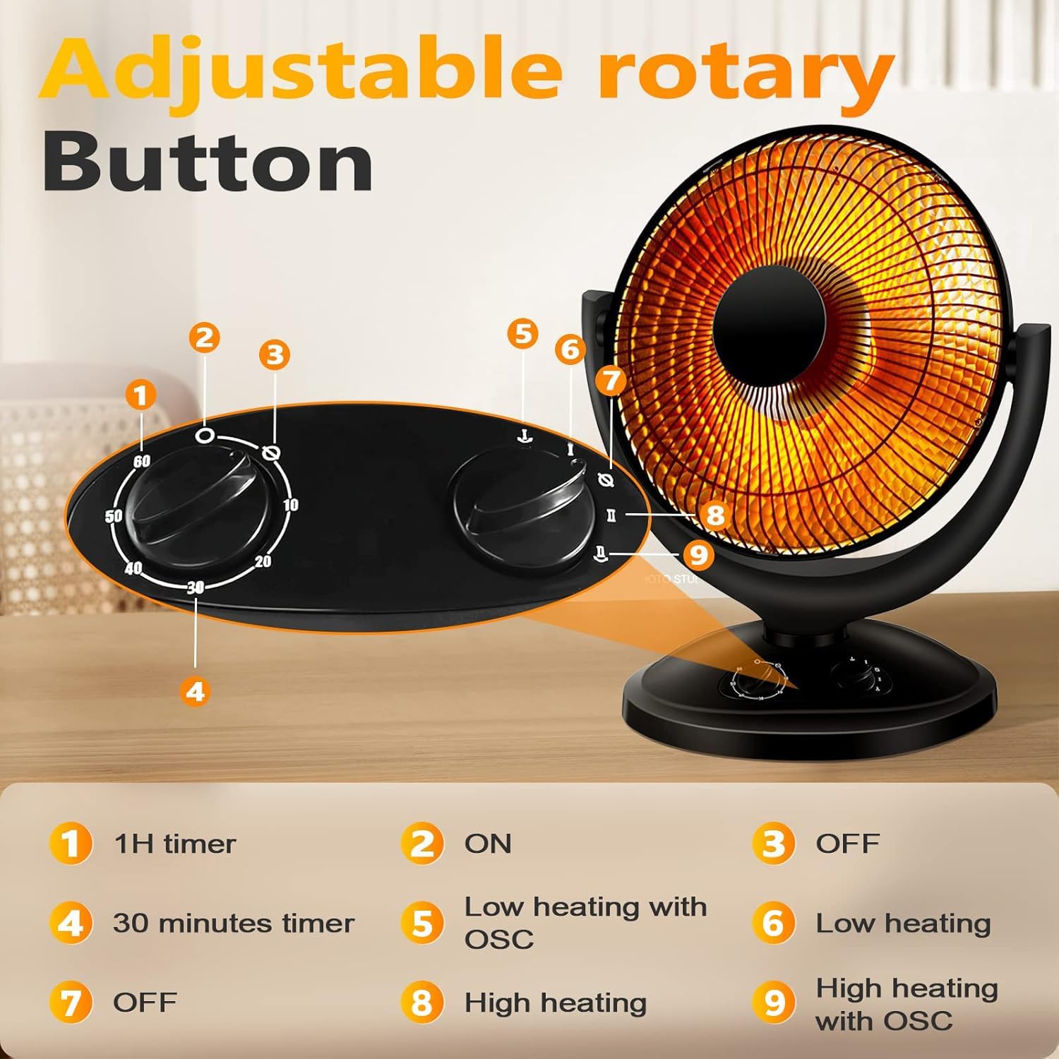 Antarctic Star 800W Electric Space Heater with 65 Oscillation