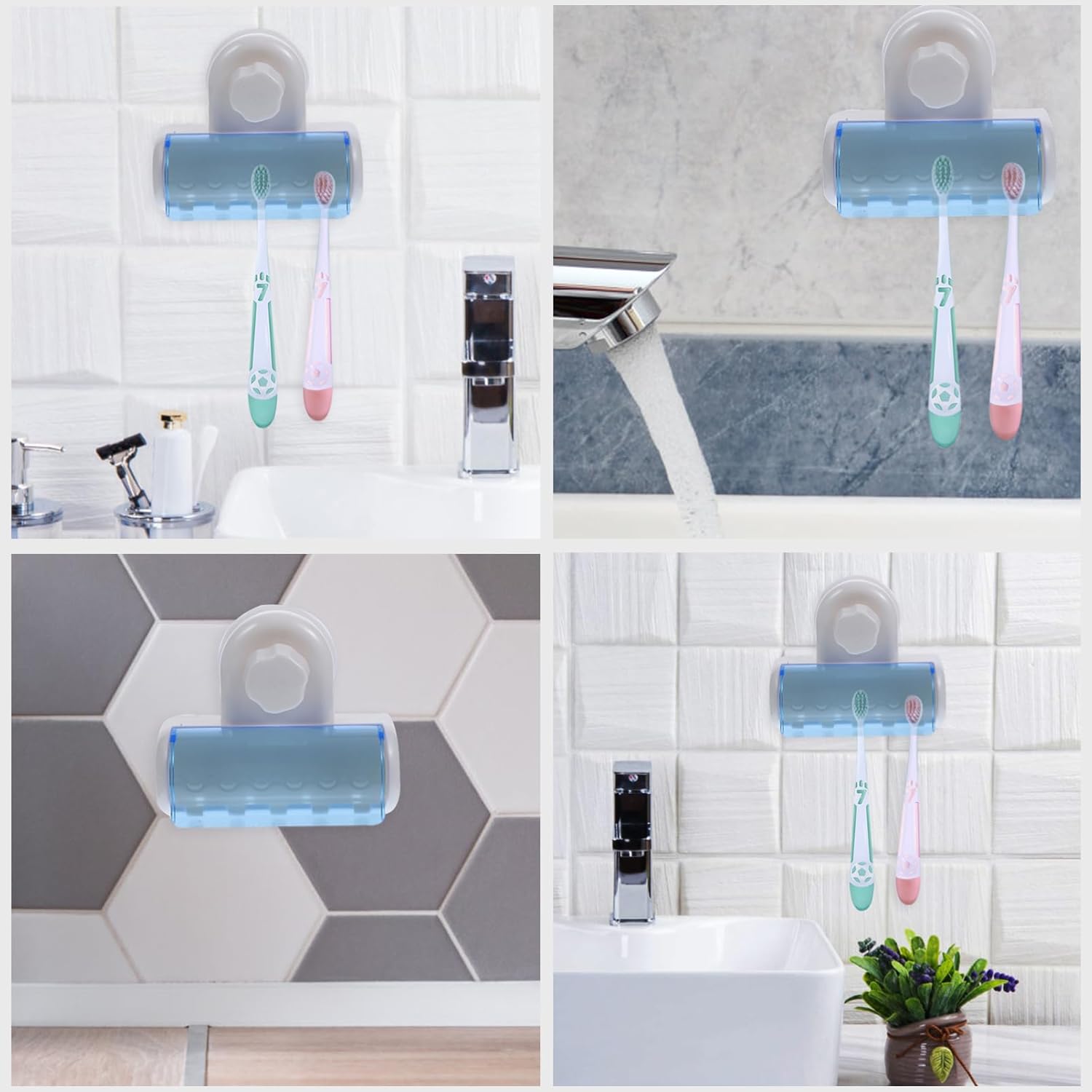 LIFKOME 6 Hole Wall Suction Toothbrush Holder for Bathroom