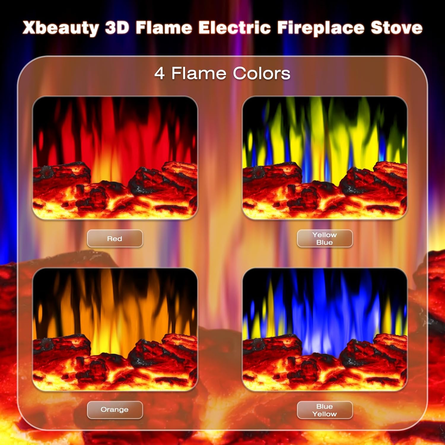 Xbeauty Electric Fireplace Heater Indoor Portable Black