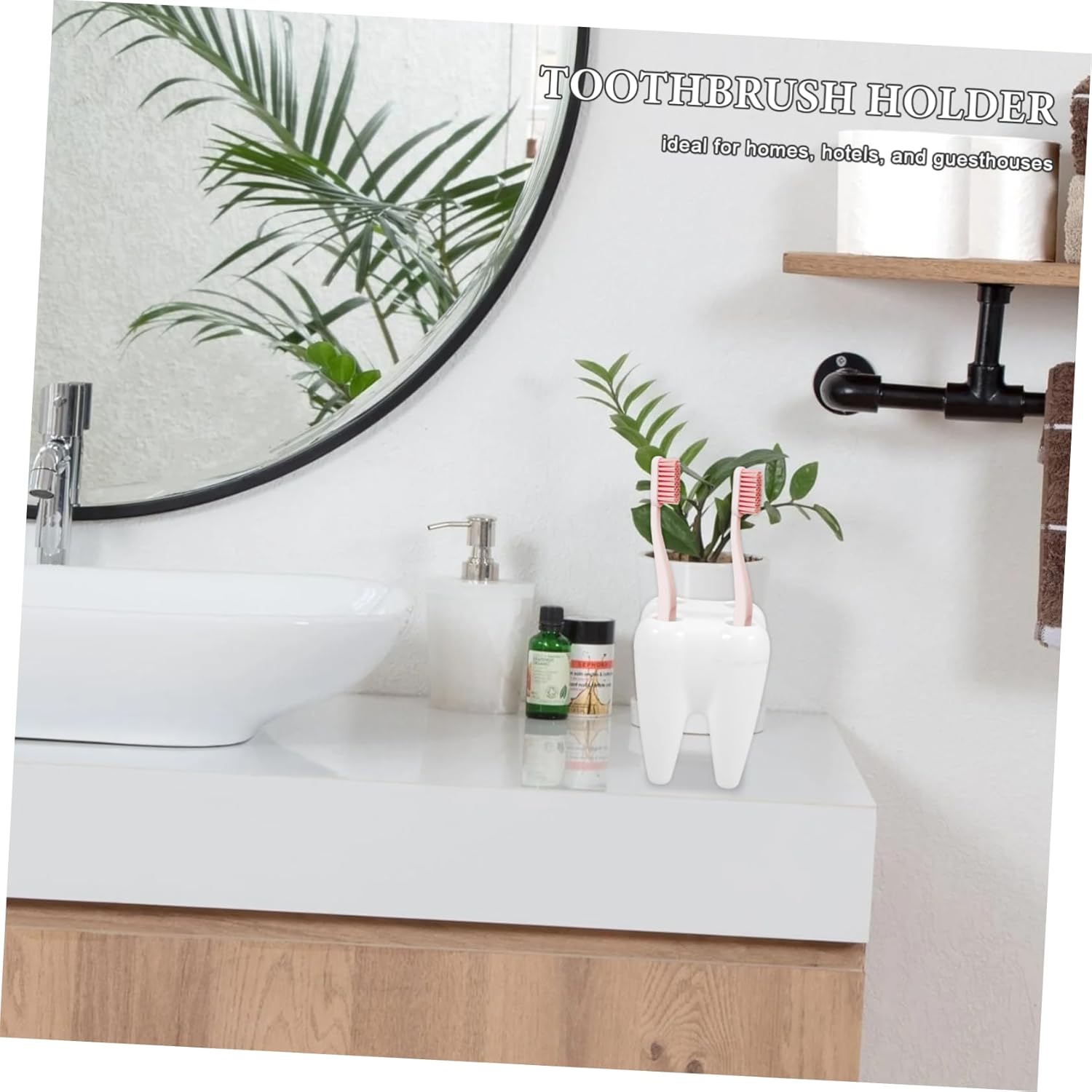 Cabilock 2pcs Cute Tooth Shaped Brush Holder
