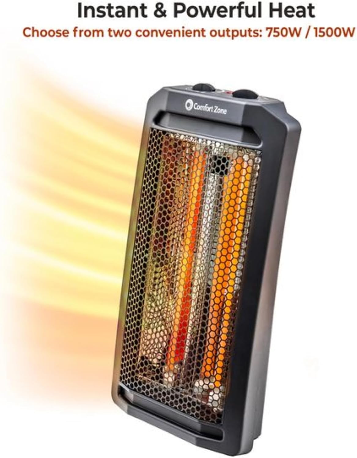 Comfort Zone Quartz Tower Heater with 2 Settings