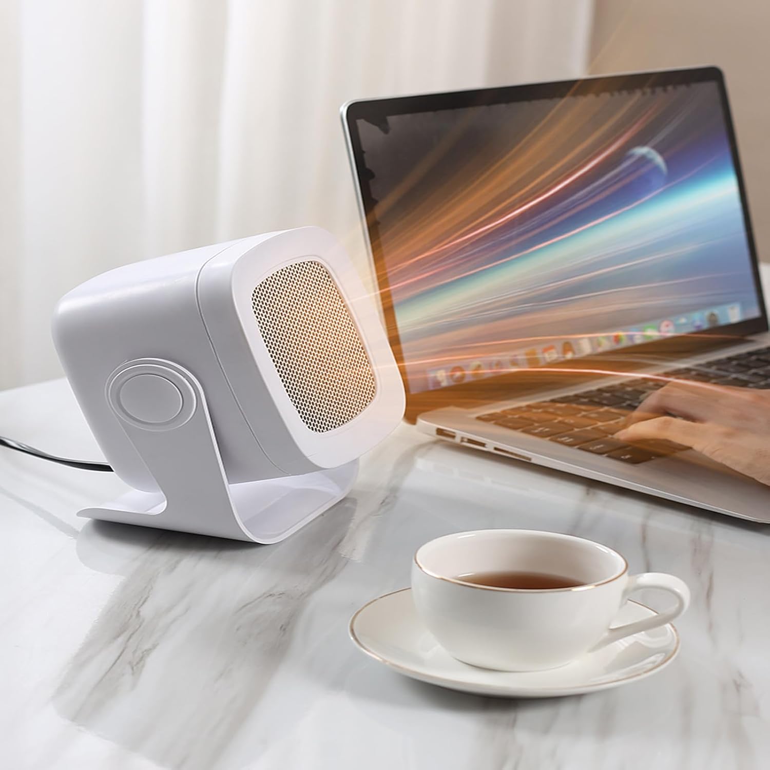 YOLEANSON Compact Electric Ceramic Heater with 2 Wind Speeds