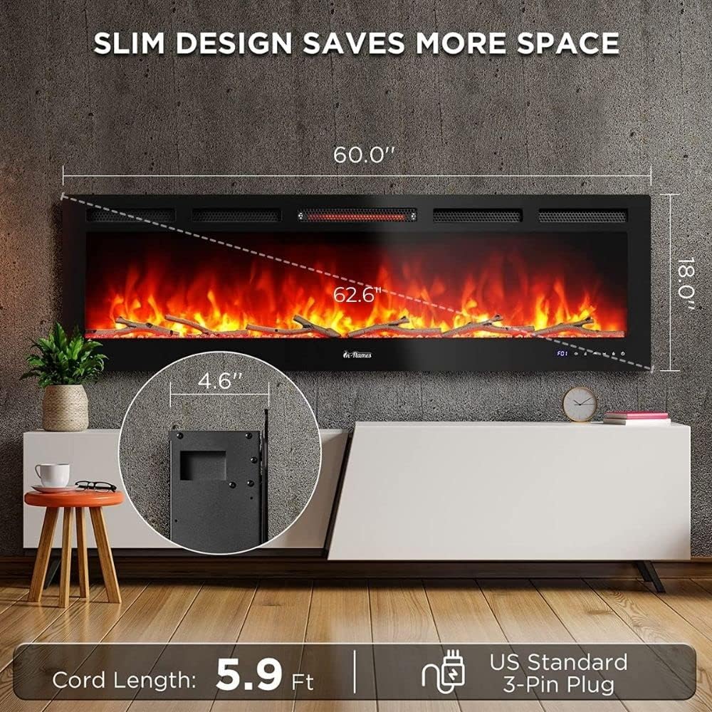 TURBRO 60 Smart WiFi Fireplace with Sound and Flames
