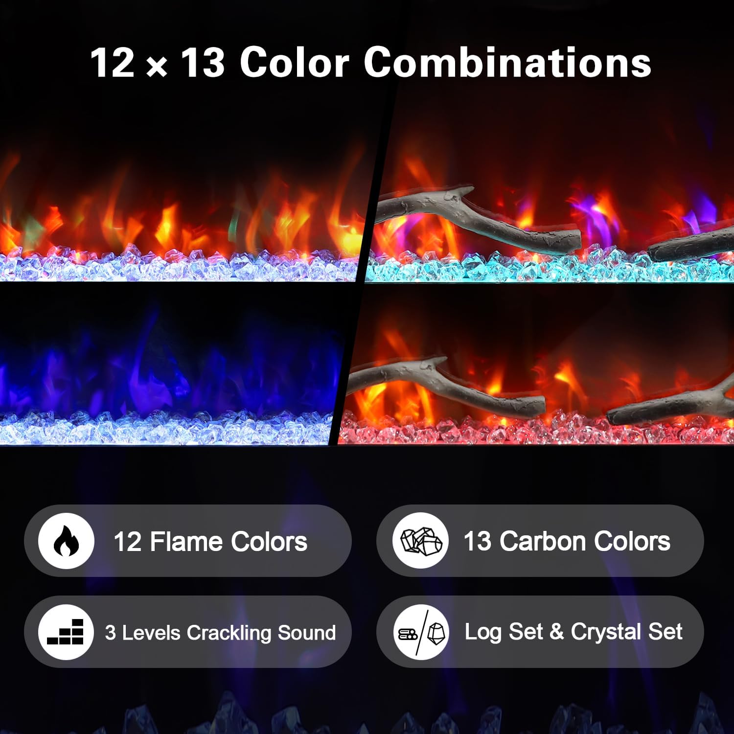 Cheerway 42 Smart WiFi Electric Fireplace with Timer and App Control