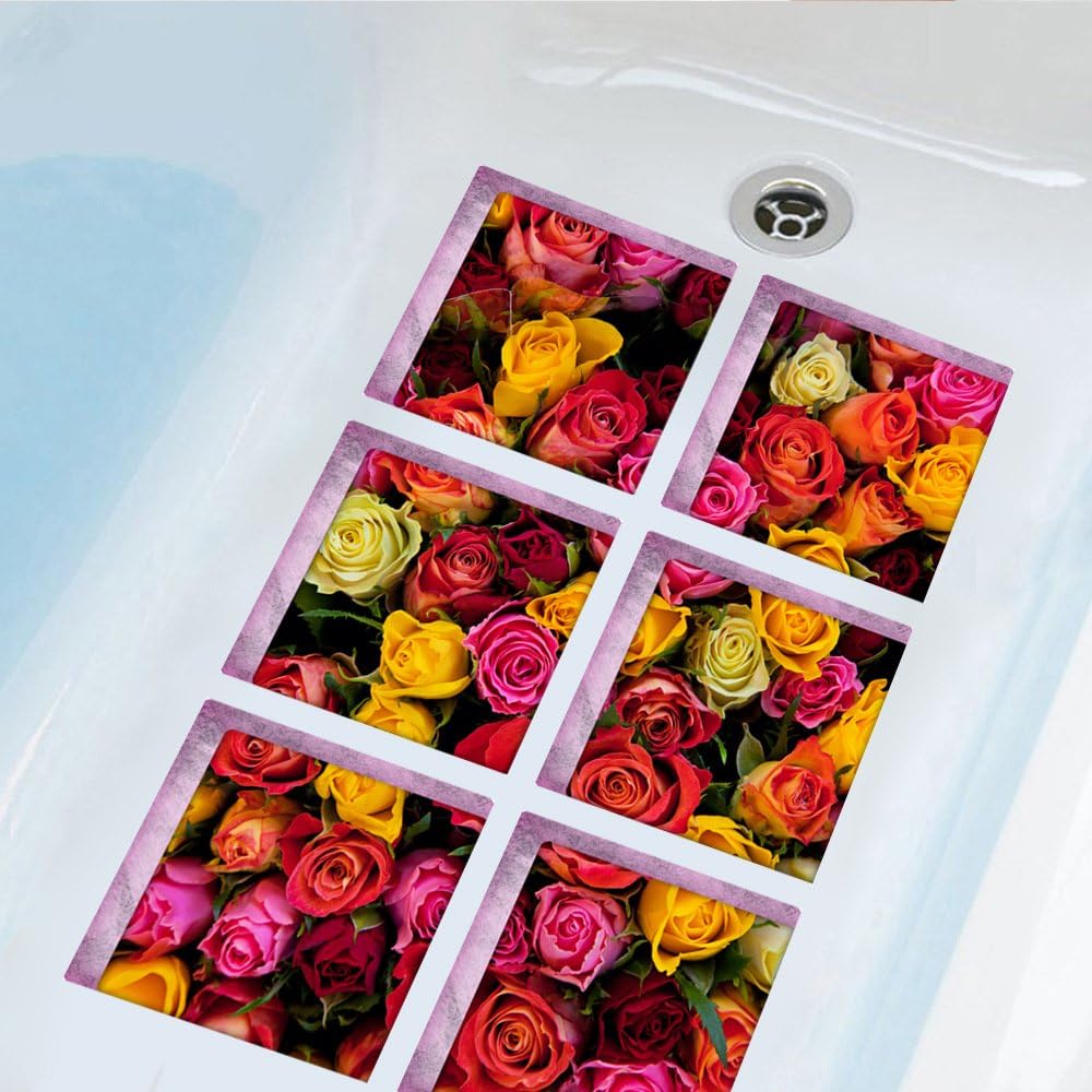 ChezMax 3D Flower Bathtub Stickers 6 Pcs 59 X 59
