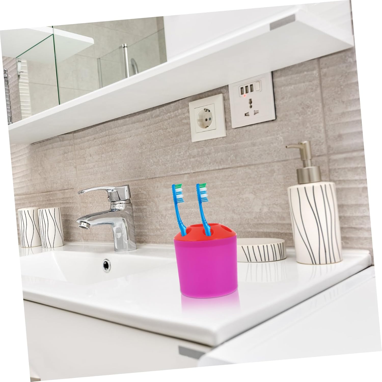 LIFKOME Large Plastic Toothbrush Organizer Stand