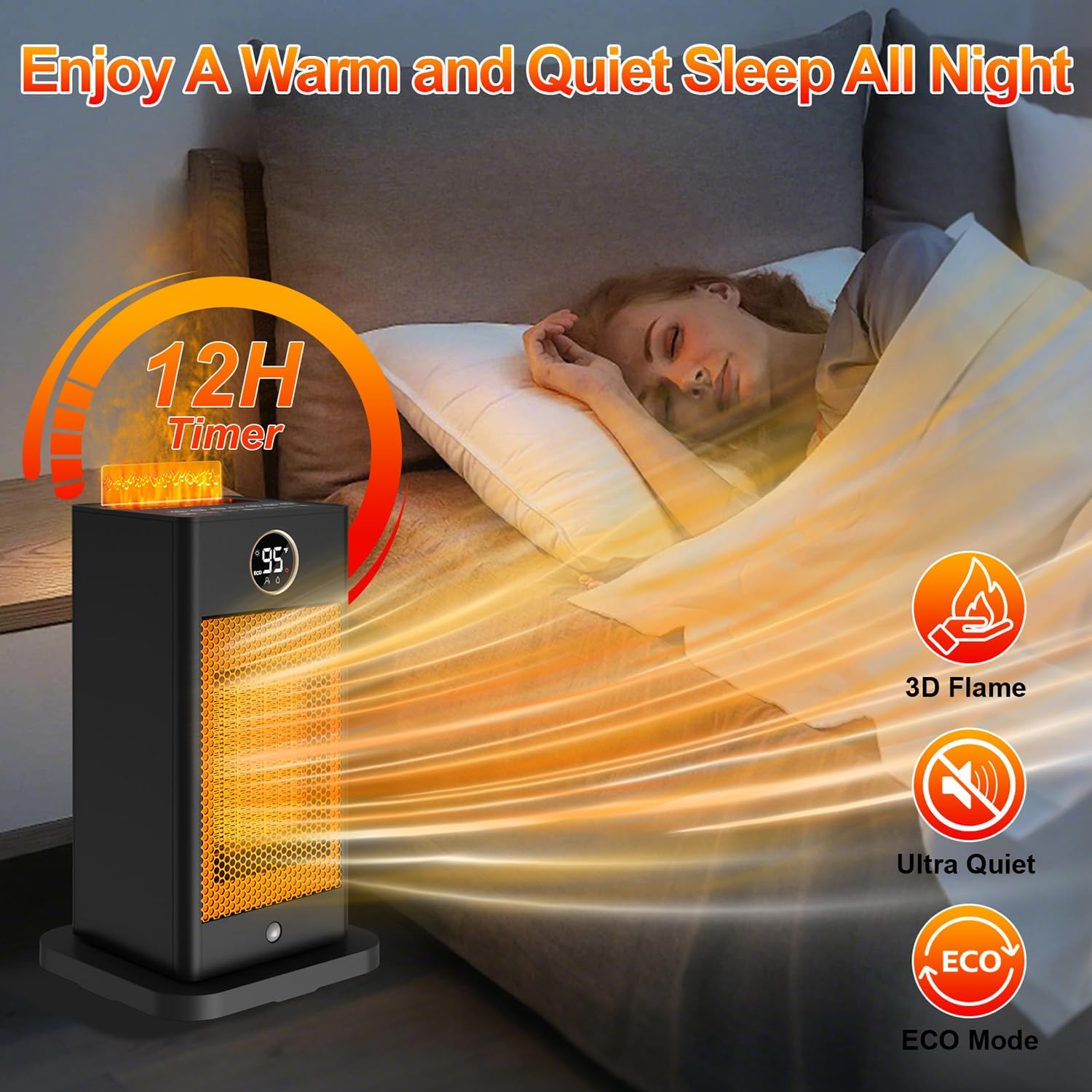 FamilyJoy 3-in-1 Space Heater with Humidifier and Motion Sensor